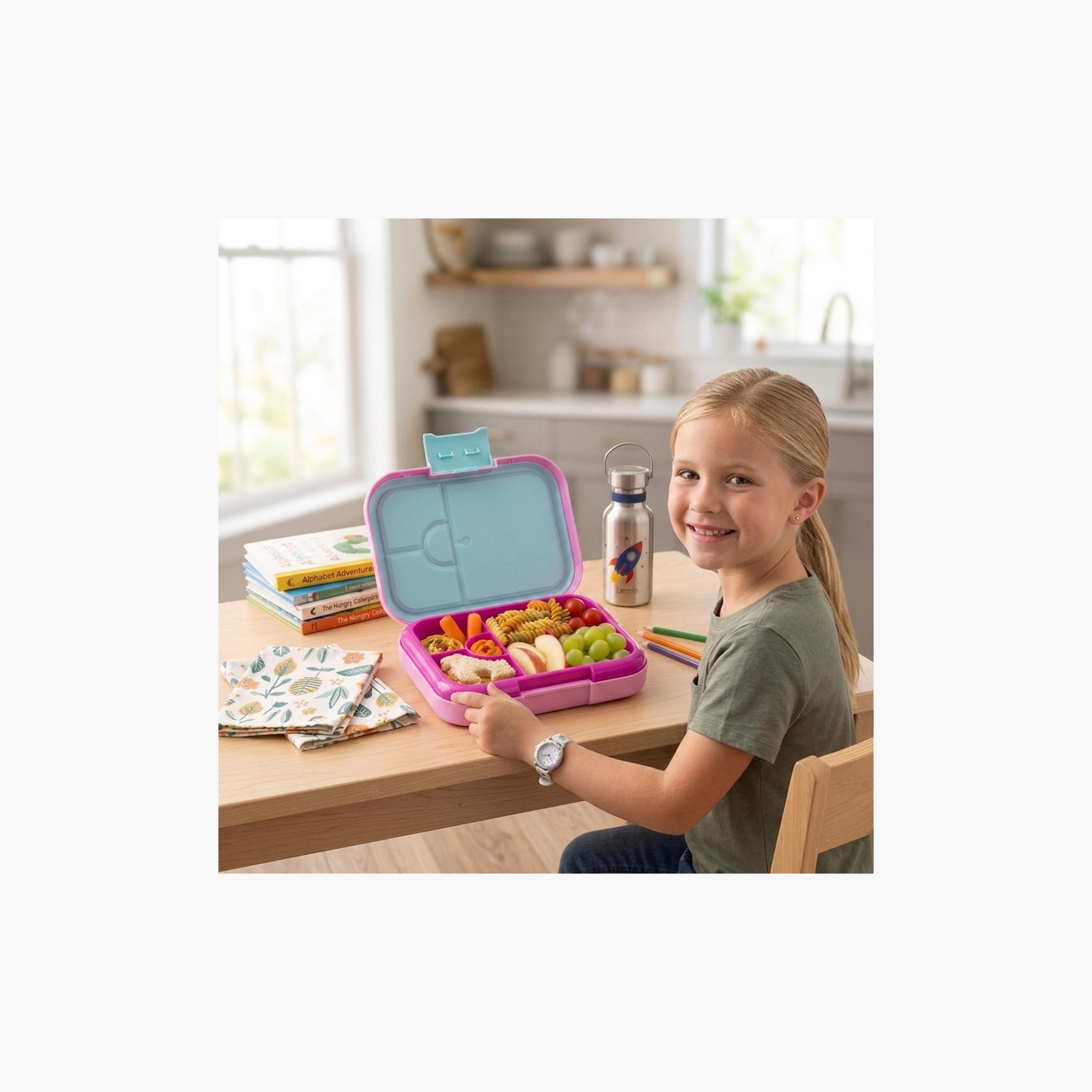 صندوق غداء بينتو مع غطاء سيليكون وصينية قابلة للإزالة من كوكوبي - 765 مل - وردي-school-lunchessentials-lunchboxes-image-8
