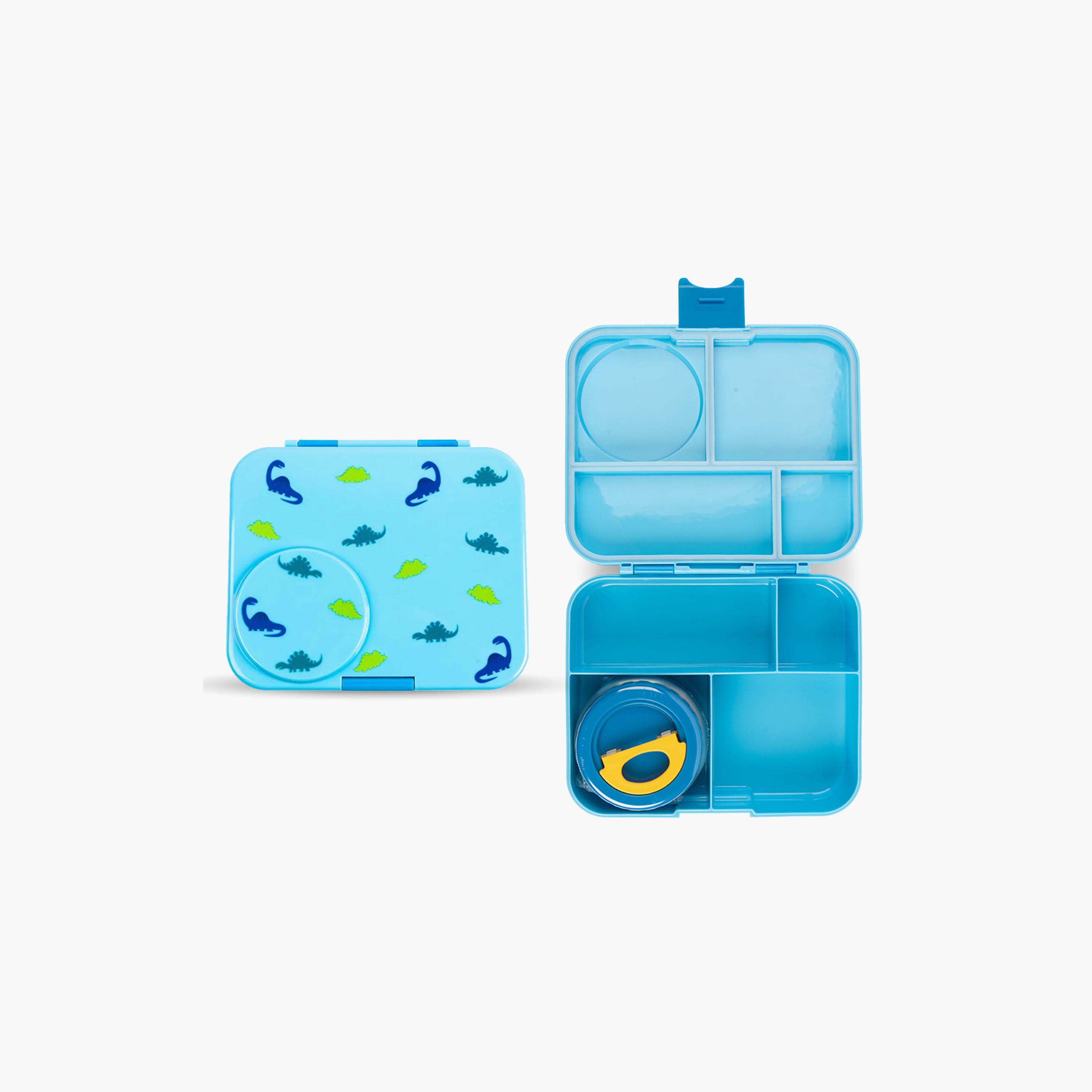 Cocobee Dino Bento Lunch Box with Food Jar, 4 Compartments, Leakproof & Odour-Free, BPA-Free, 1.67L, Microwave Safe, Blue -school-lunchessentials-lunchboxes-image-1