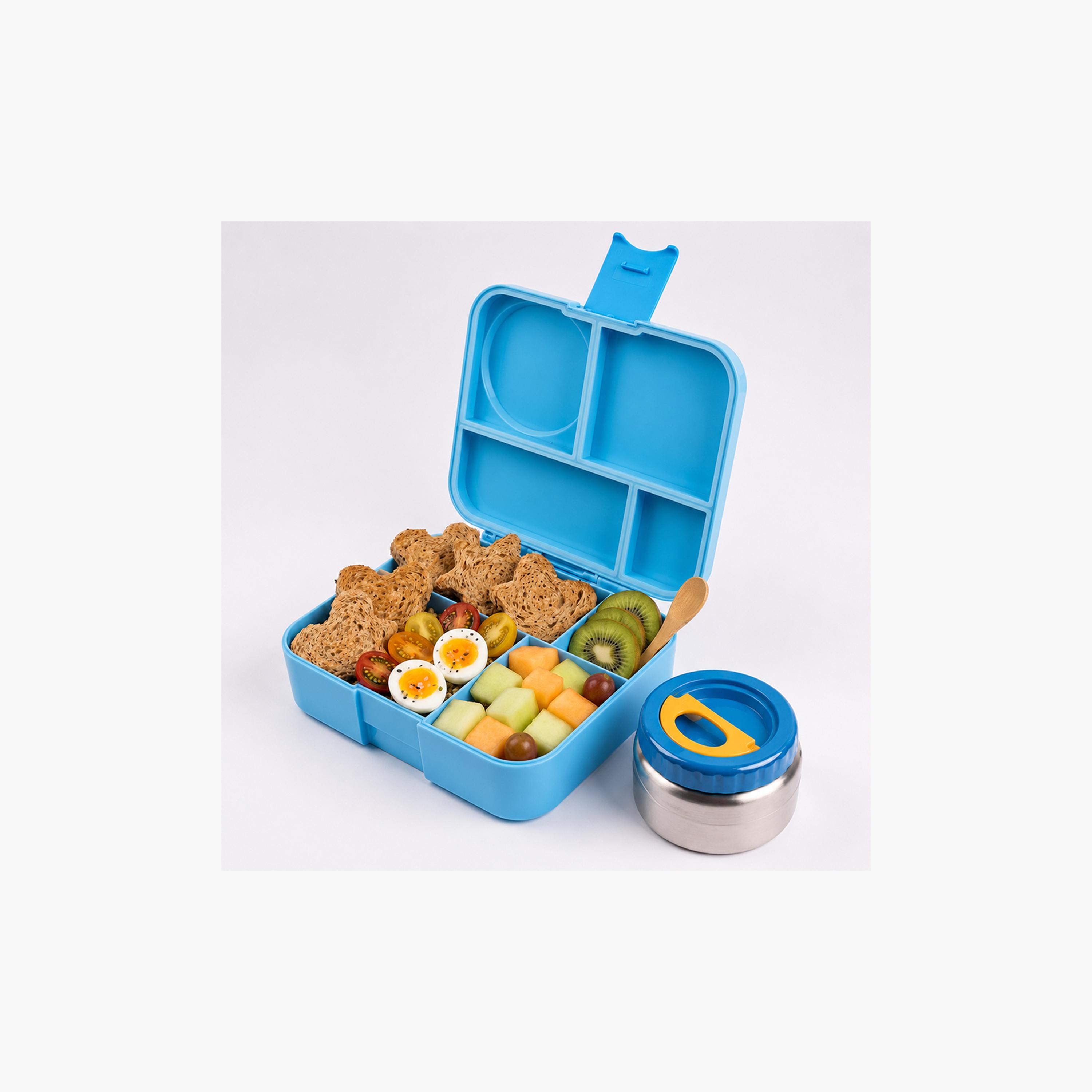 Cocobee Dino Bento Lunch Box with Food Jar, 4 Compartments, Leakproof & Odour-Free, BPA-Free, 1.67L, Microwave Safe, Blue -school-lunchessentials-lunchboxes-image-4