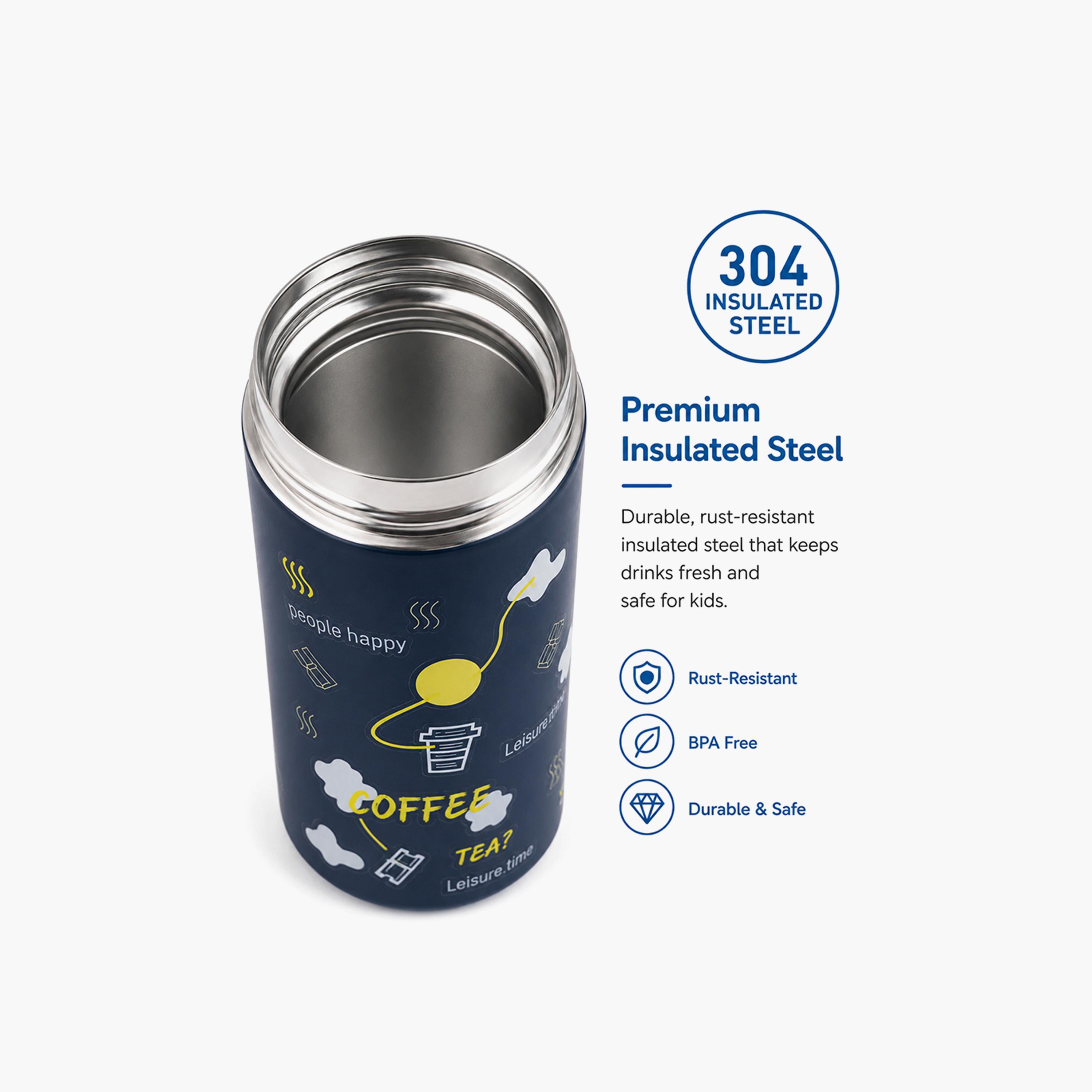 COCOBEE Insulated Water Bottle with Soft Grip Handle - 500ml - Blue-school-waterbottles-image-2
