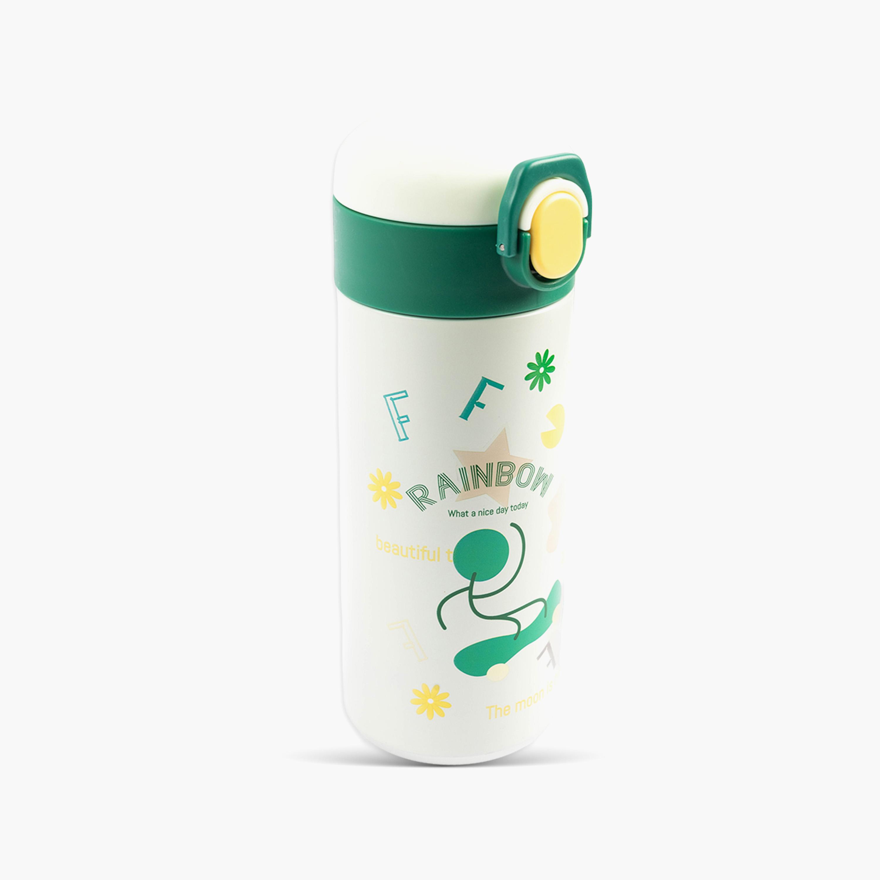 COCOBEE Insulated Floral Print Water Bottle with Soft Grip Handle - 500ml - Green-school-waterbottles-image-1