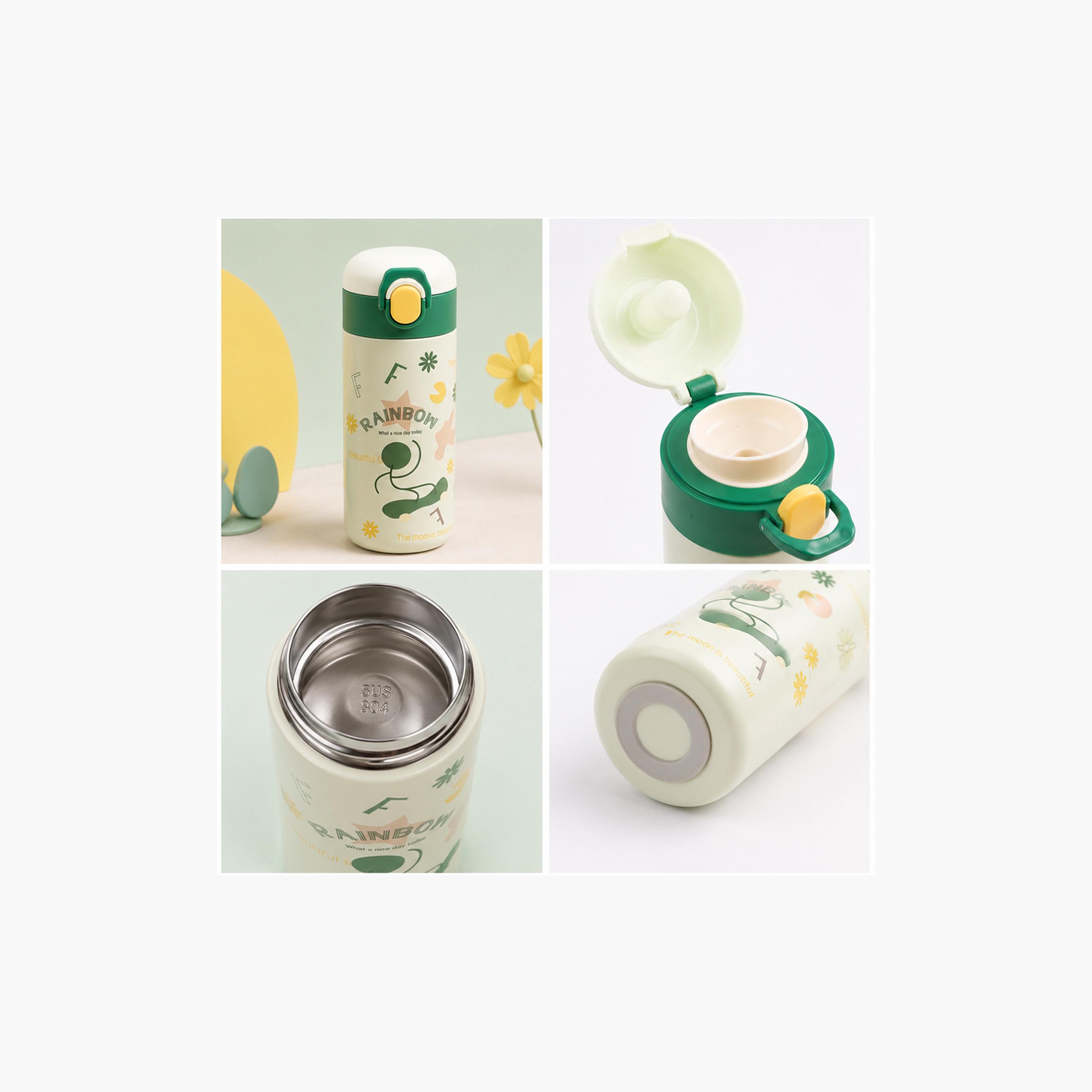 COCOBEE Insulated Floral Print Water Bottle with Soft Grip Handle - 500ml - Green-school-waterbottles-image-3