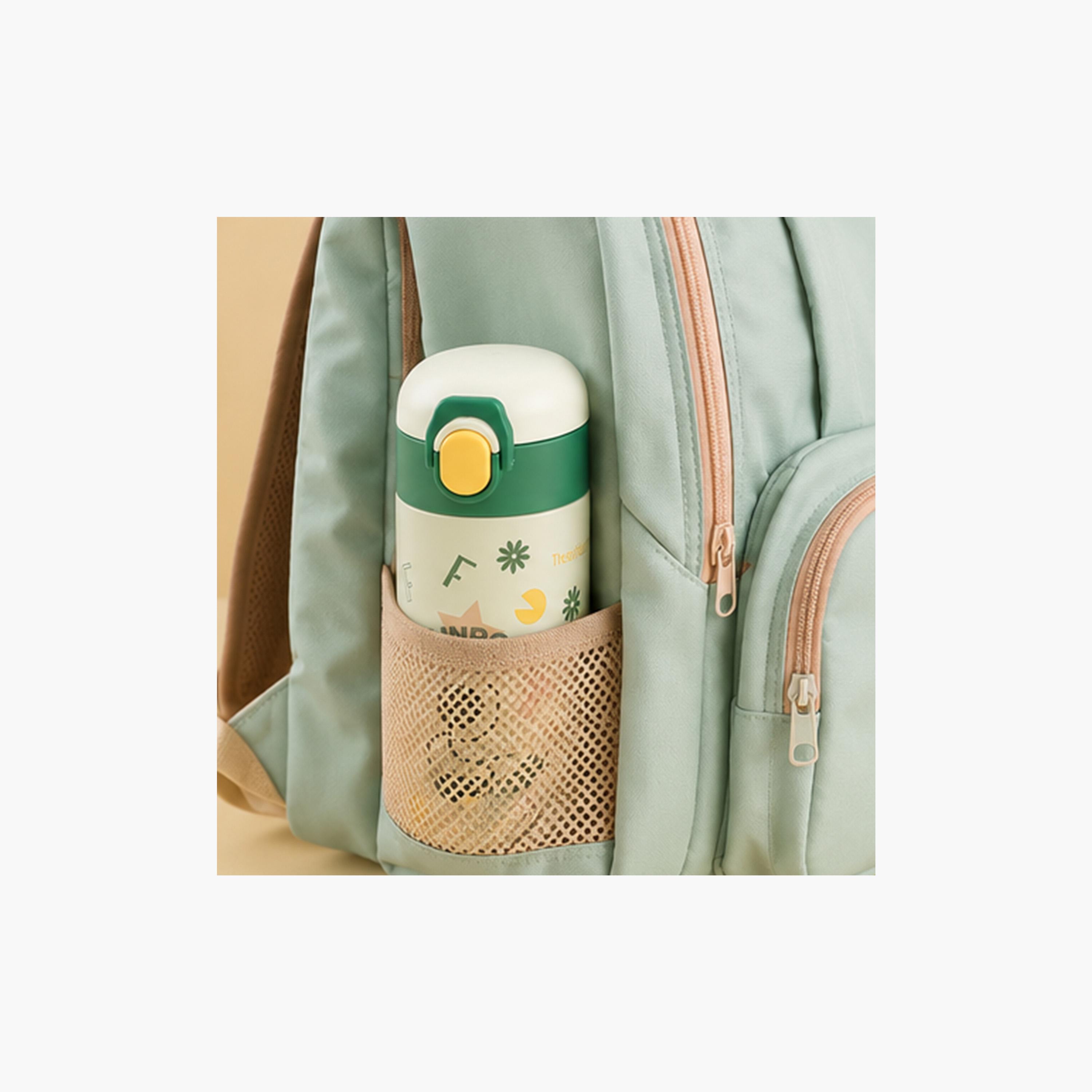 COCOBEE Insulated Floral Print Water Bottle with Soft Grip Handle - 500ml - Green-school-waterbottles-image-4