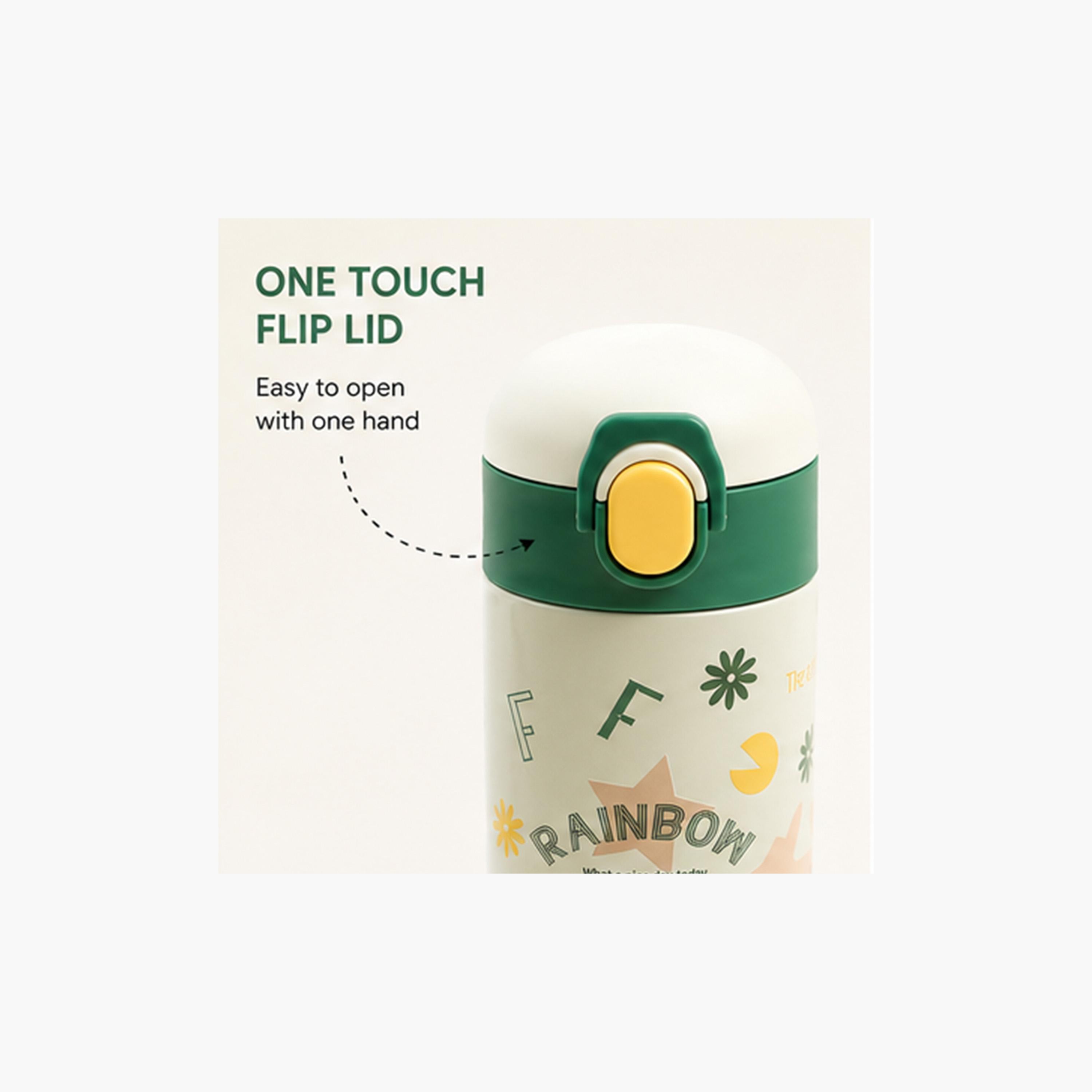 COCOBEE Insulated Floral Print Water Bottle with Soft Grip Handle - 500ml - Green-school-waterbottles-image-5