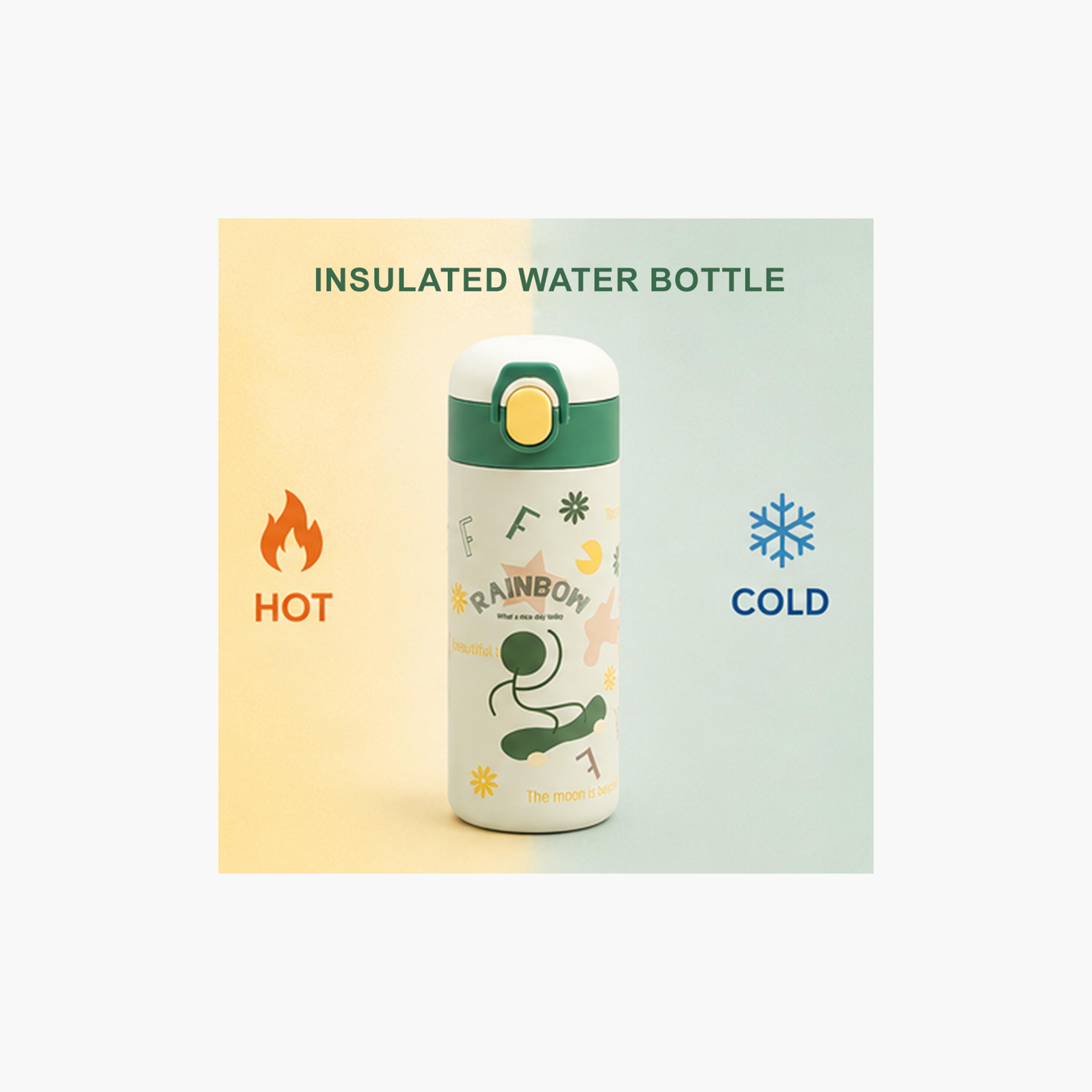 COCOBEE Insulated Floral Print Water Bottle with Soft Grip Handle - 500ml - Green-school-waterbottles-image-6