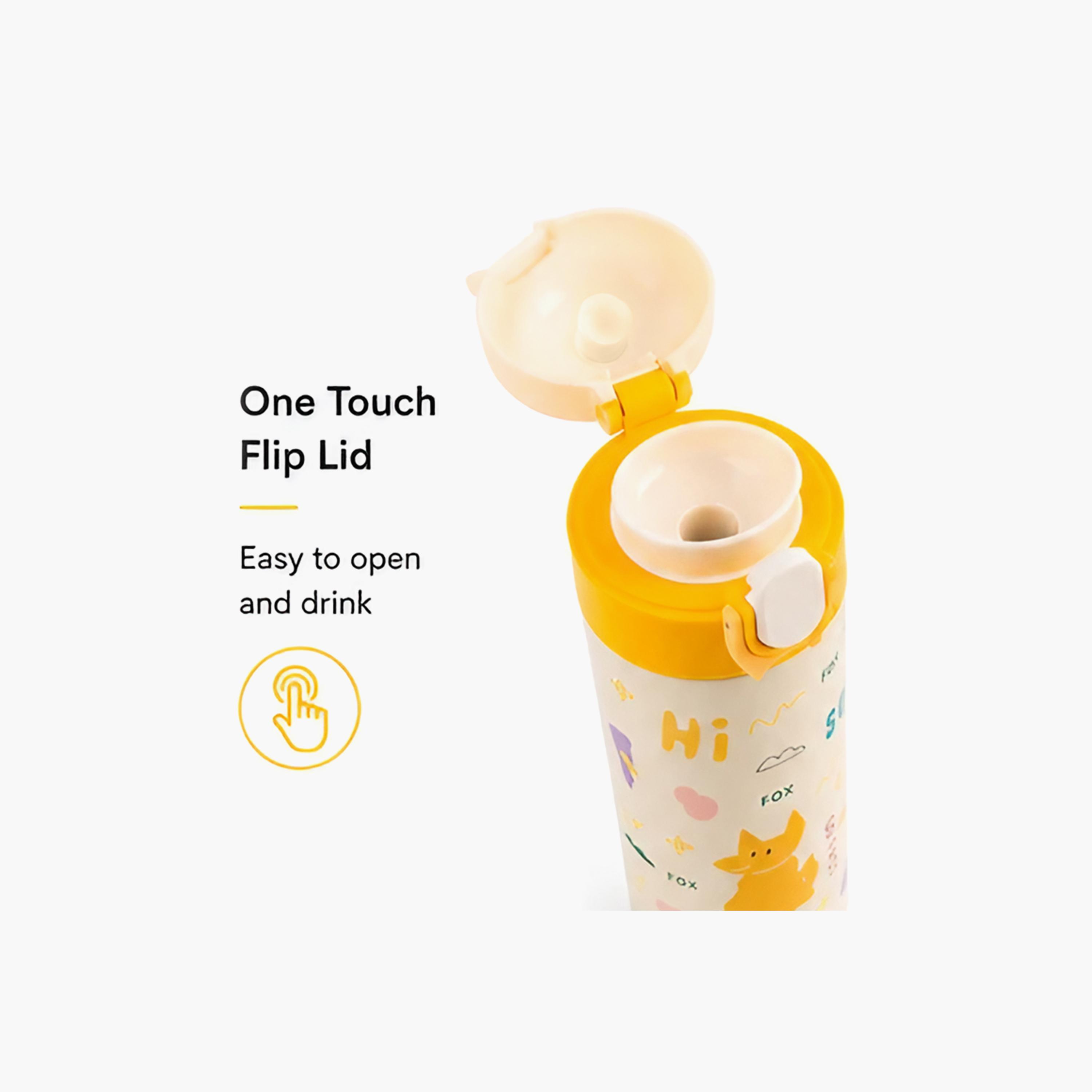 COCOBEE Insulated Fox Print Water Bottle with Soft Grip Handle - 500ml - Green-school-waterbottles-image-2