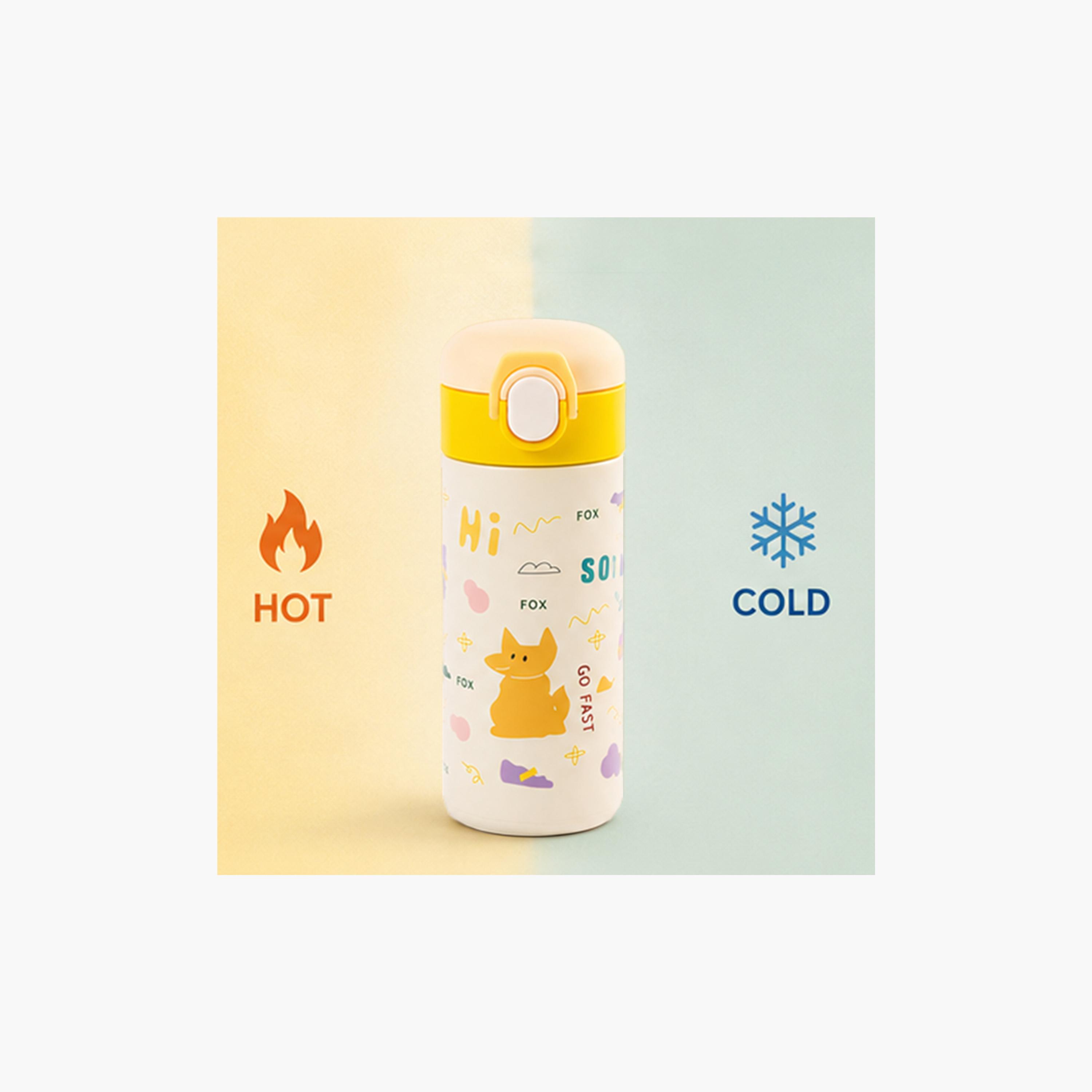 COCOBEE Insulated Fox Print Water Bottle with Soft Grip Handle - 500ml - Green-school-waterbottles-image-6