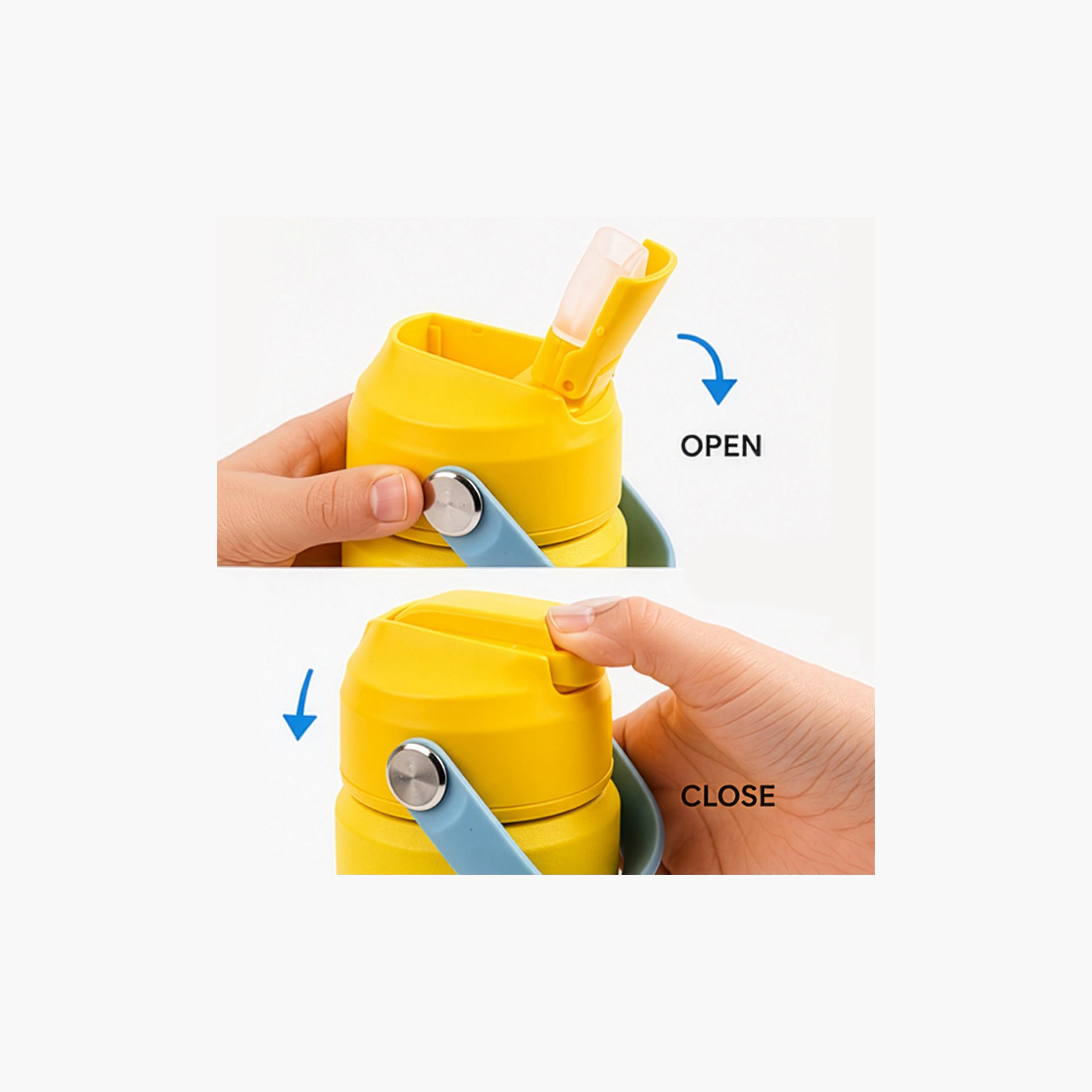 زجاجة ماء معزولة ومضادة للتسرب بمقبض ناعم من كوكوبي - 500 مل - أصفر-school-waterbottles-image-2