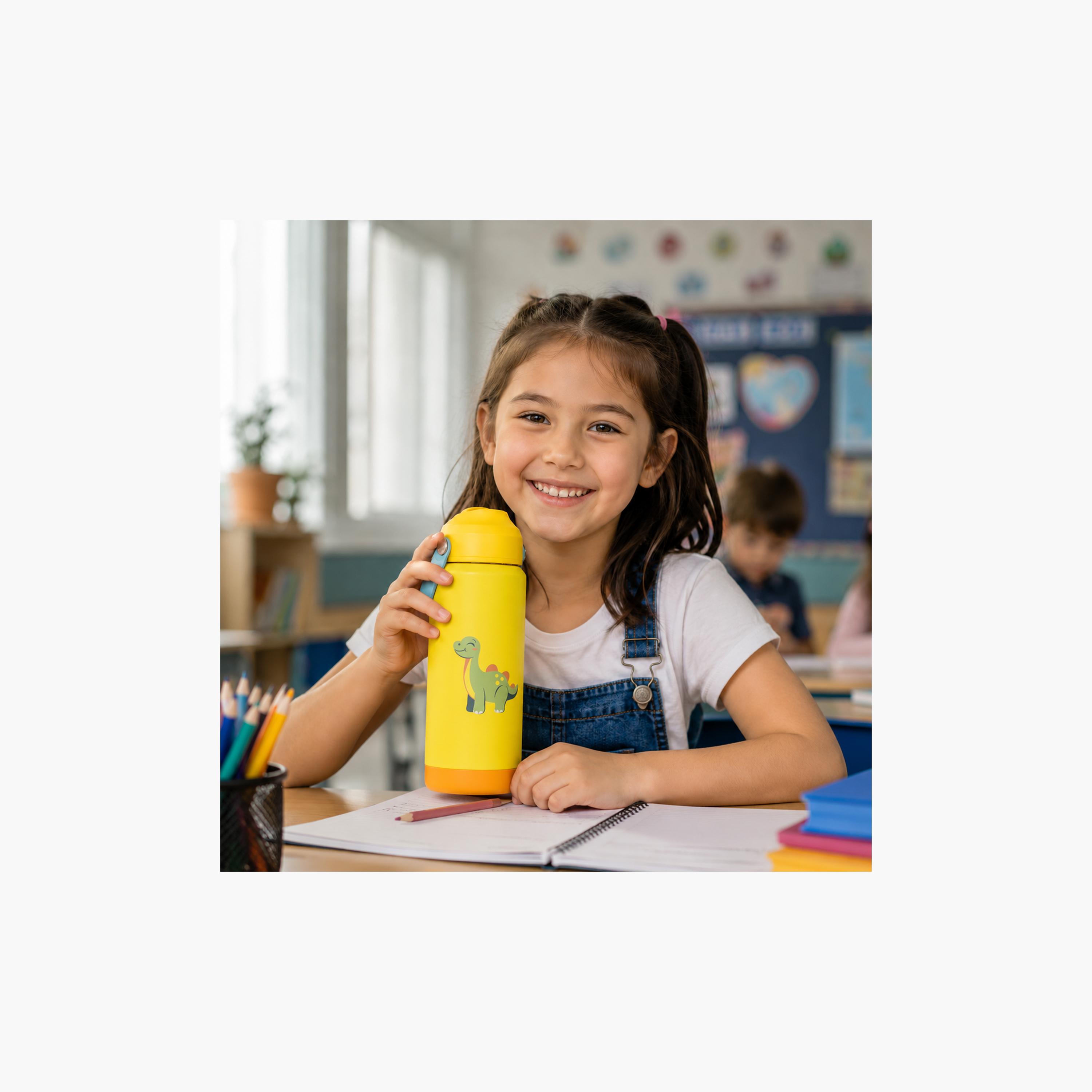 زجاجة ماء معزولة ومضادة للتسرب بمقبض ناعم من كوكوبي - 500 مل - أصفر-school-waterbottles-image-7