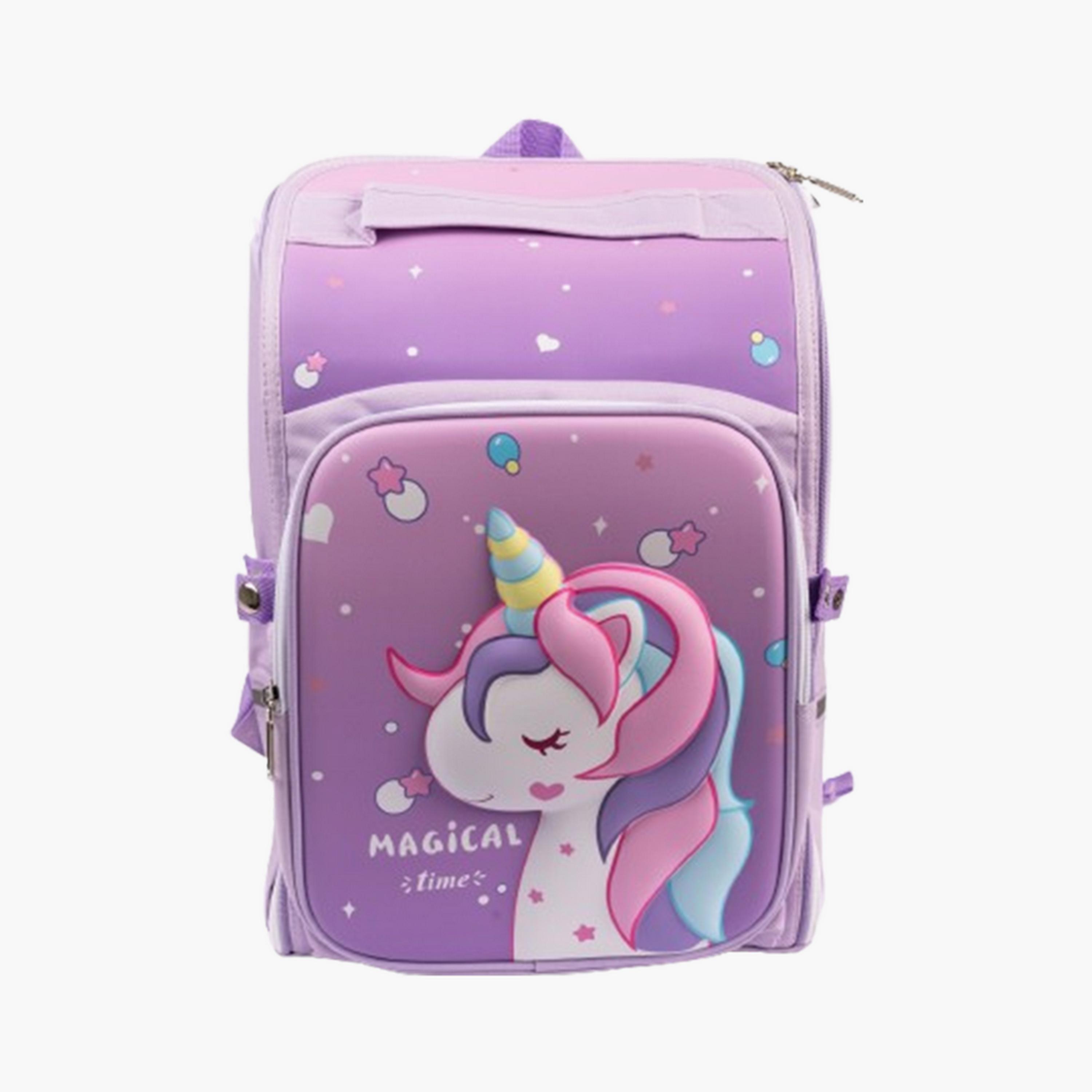 COCOBEE Unicorn Printed Backpack with Adjustable Shoulder Strap - 15 inches - Purple-school-bagsandbackpacks-backpacks-image-1