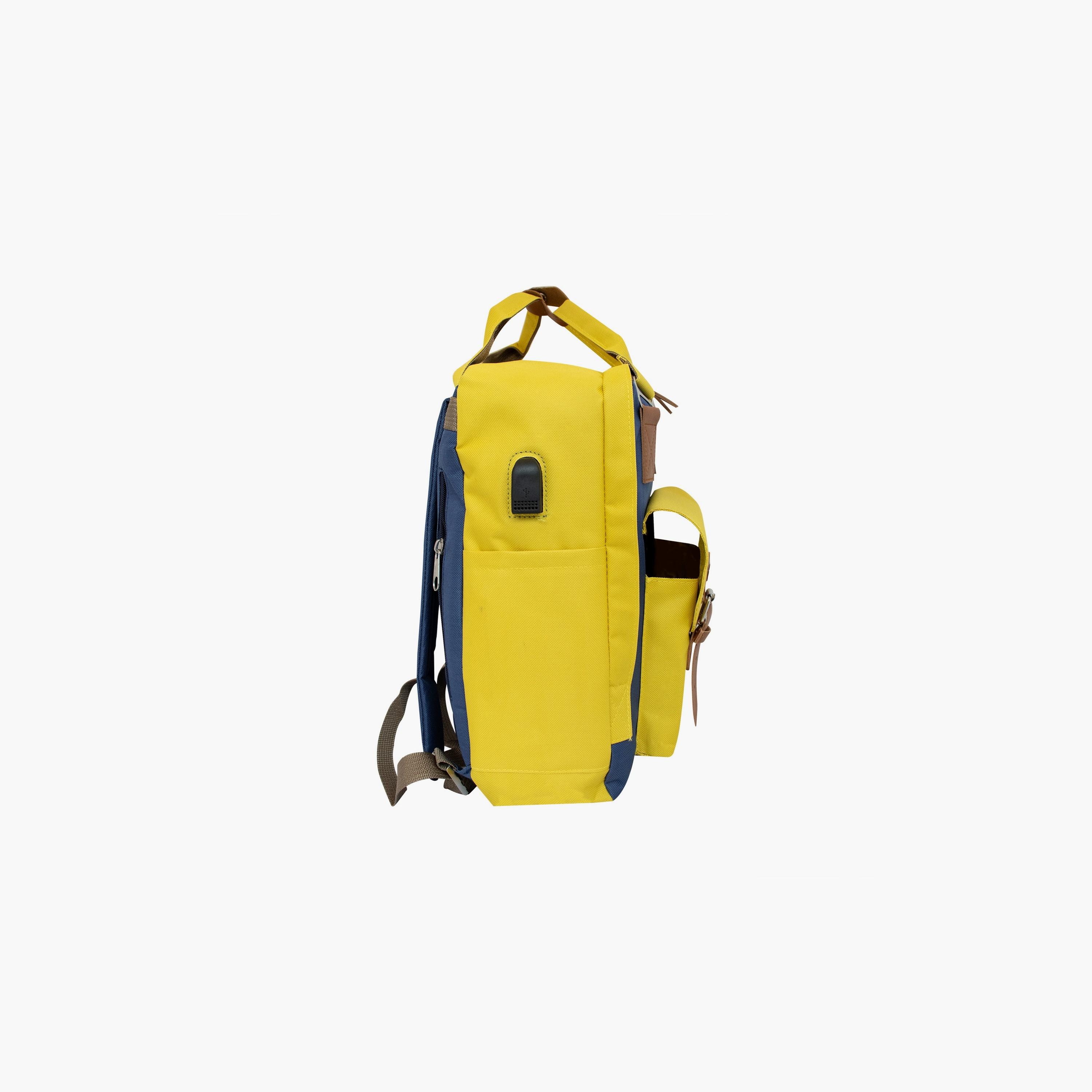 حقيبة ظهر لابتوب مطبوعة عليها قطط من بيج ديزاين مع منفذ شحن USB - 14 بوصة - أصفر-school-bagsandbackpacks-backpacks-image-2