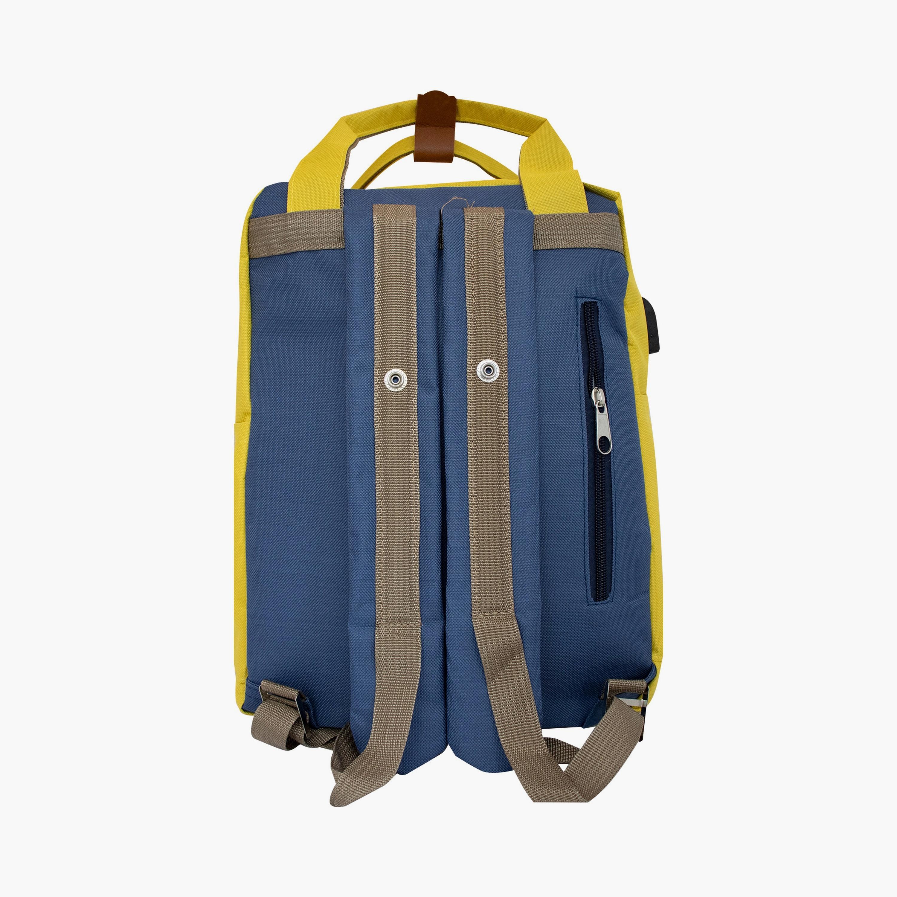 حقيبة ظهر لابتوب مطبوعة عليها قطط من بيج ديزاين مع منفذ شحن USB - 14 بوصة - أصفر-school-bagsandbackpacks-backpacks-image-3