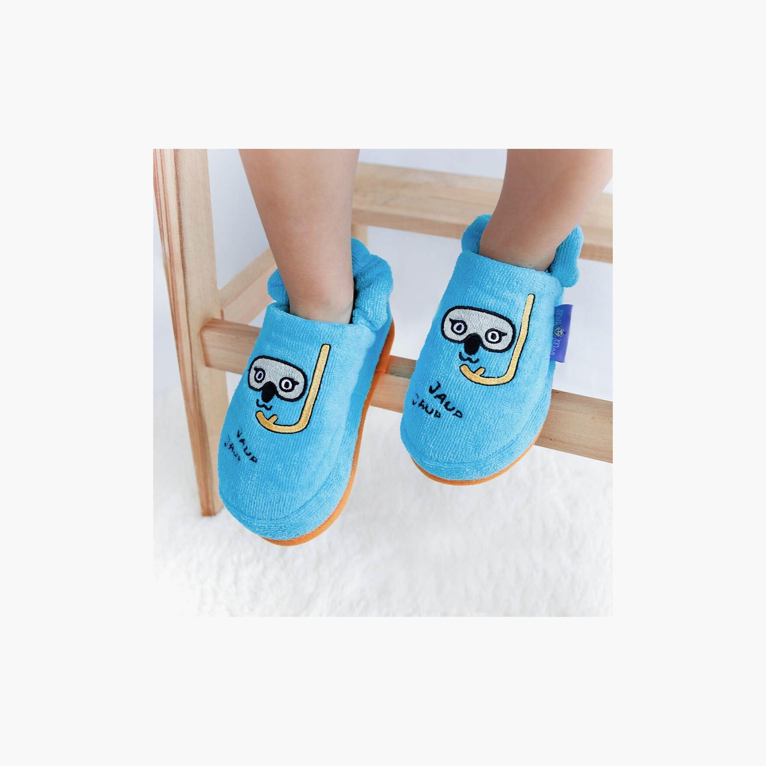 Biggdesign Cool Koala Printed Hooded Poncho with House Slippers - Blue-baby-bathandcare-towels-image-3