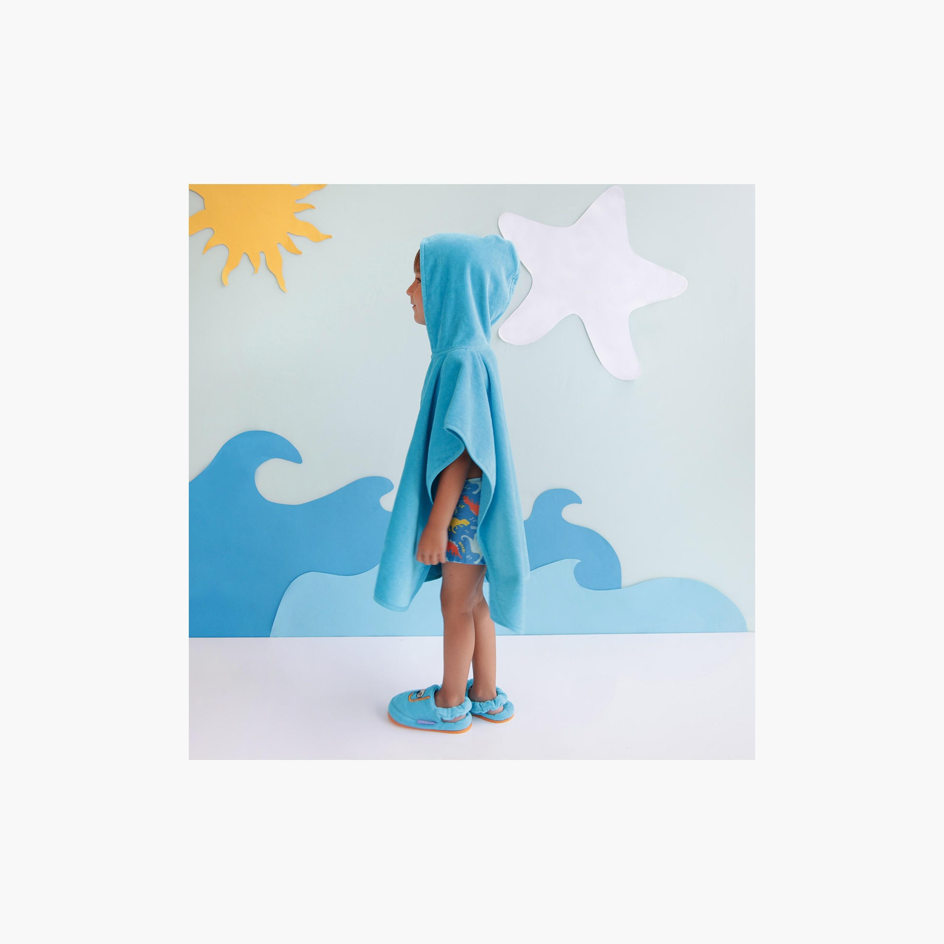 Biggdesign Cool Koala Printed Hooded Poncho with House Slippers - Blue-baby-bathandcare-towels-image-4