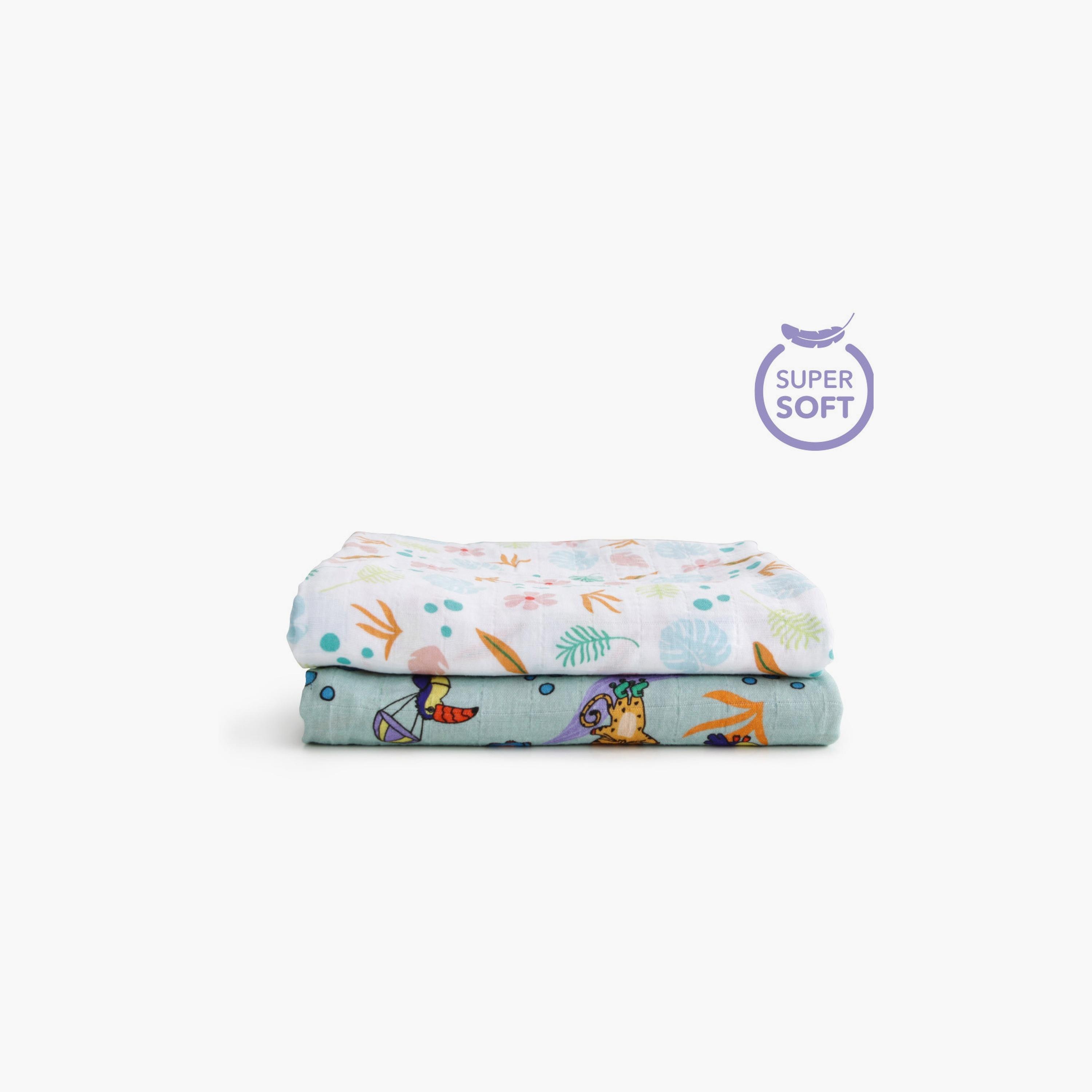 Biggdesign 2-Piece Jungle Friends Printed Soft & Breathable Swaddle Blanket - Multicolour-baby-nursery-blanketsandswaddles-blanketsandquilts-image-5