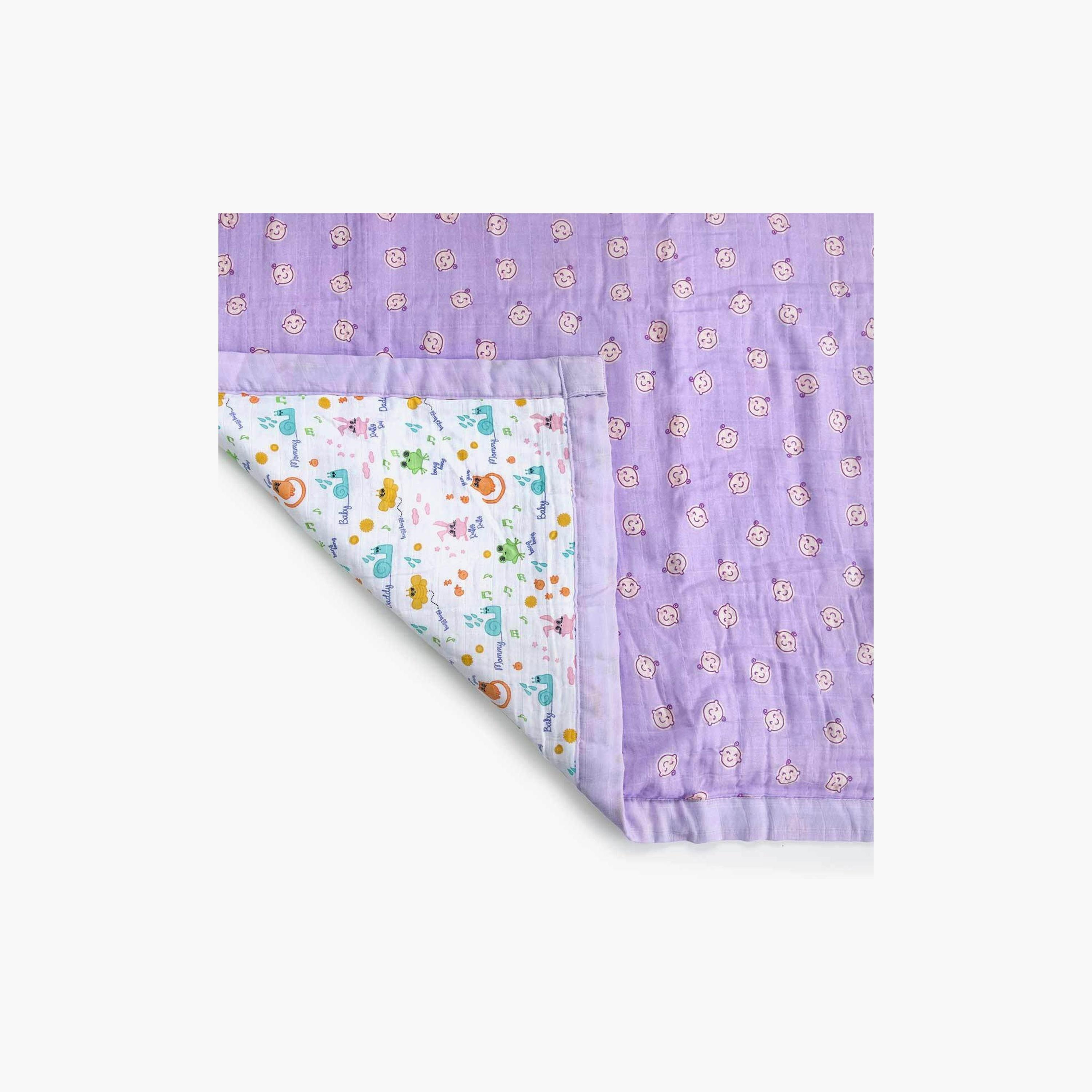 Biggdesign Friends Baby Printed 4-Layer Soft & Breathable Swaddle Blanket - Purple-baby-nursery-blanketsandswaddles-blanketsandquilts-image-3