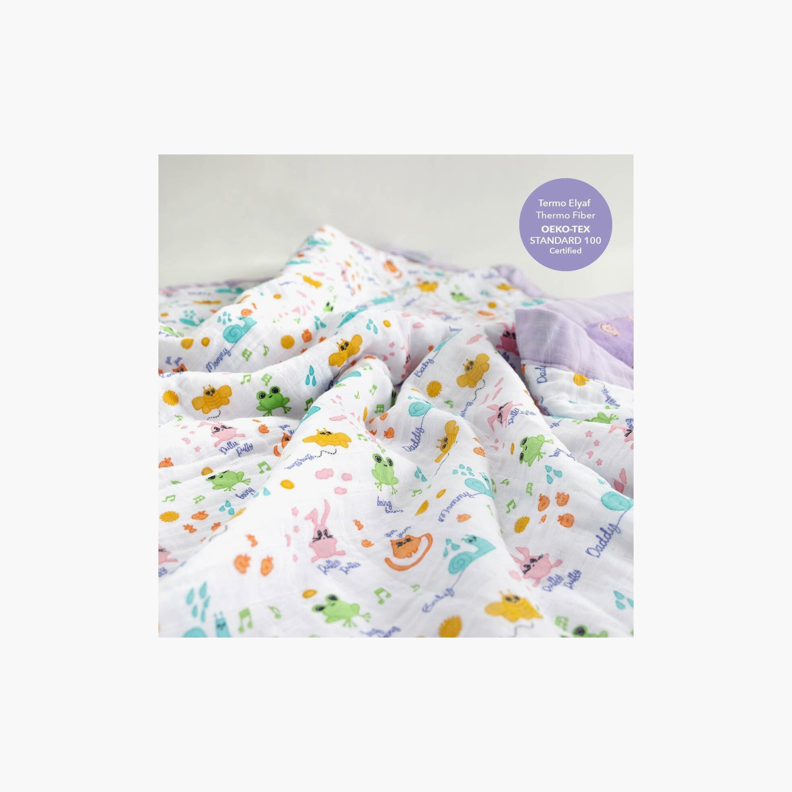Biggdesign Friends Baby Printed 4-Layer Soft & Breathable Swaddle Blanket - Purple-baby-nursery-blanketsandswaddles-blanketsandquilts-image-4