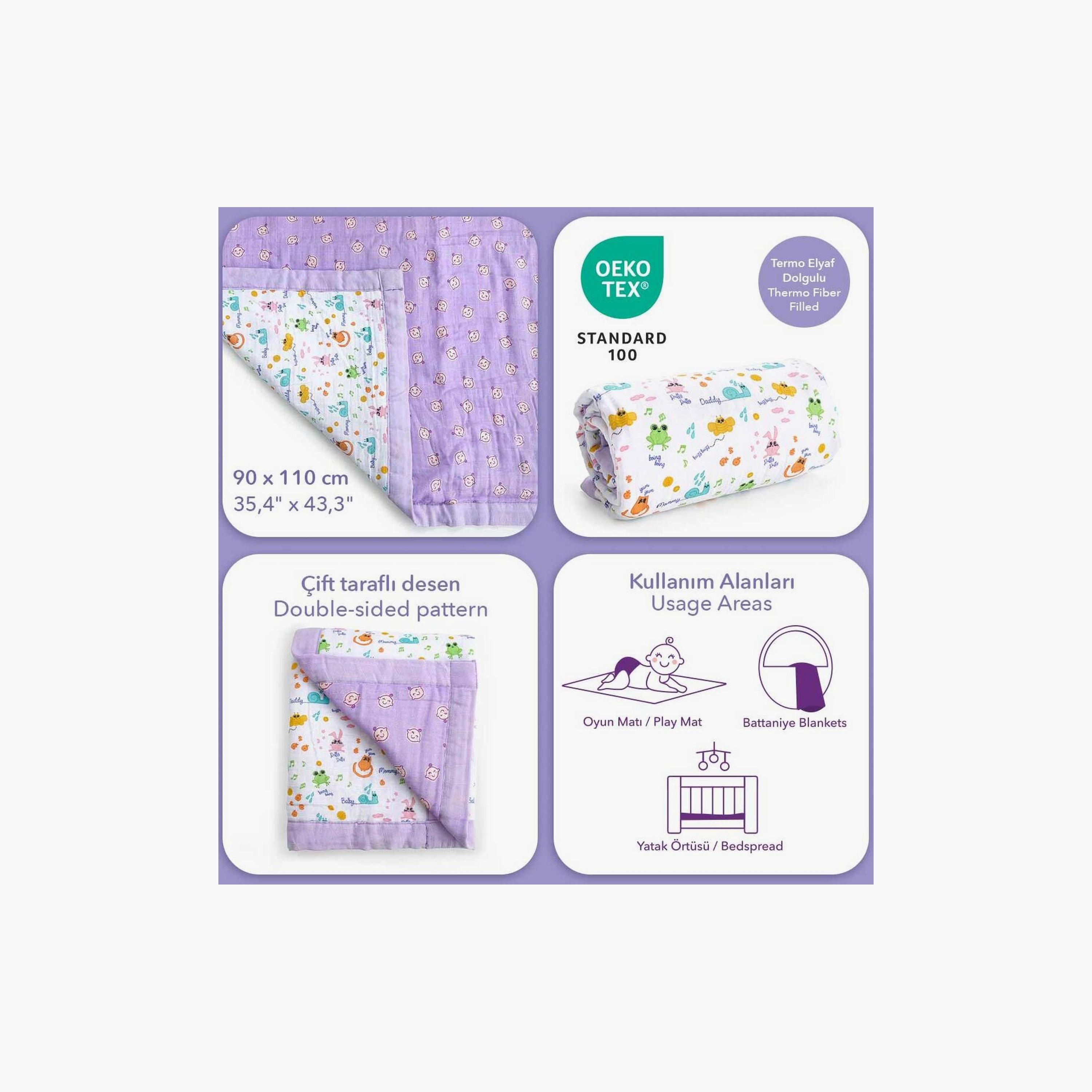 Biggdesign Friends Baby Printed 4-Layer Soft & Breathable Swaddle Blanket - Purple-baby-nursery-blanketsandswaddles-blanketsandquilts-image-6