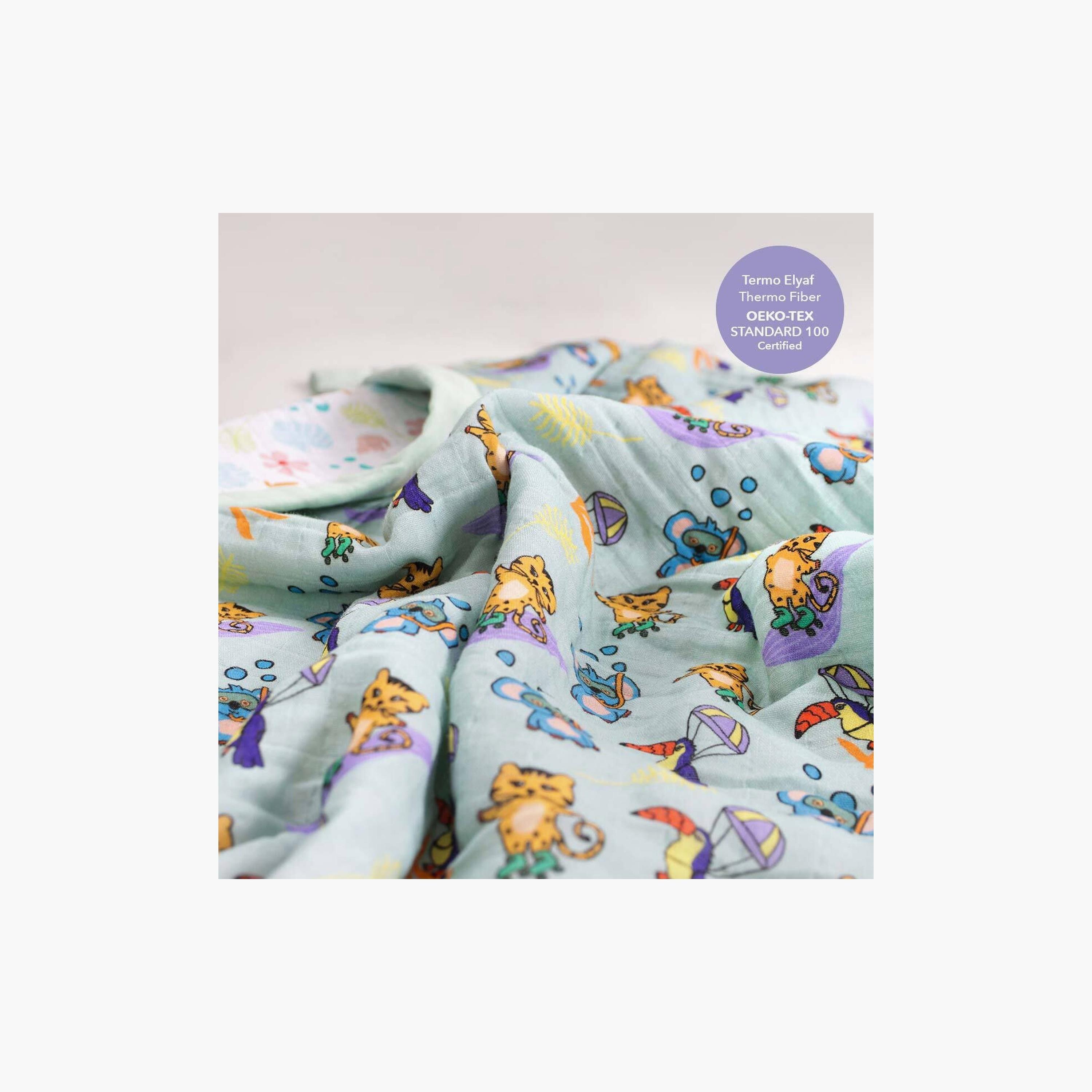 Biggdesign Jungle Friends Printed 4-Layer Soft & Breathable Swaddle Blanket - Green-baby-nursery-blanketsandswaddles-blanketsandquilts-image-4
