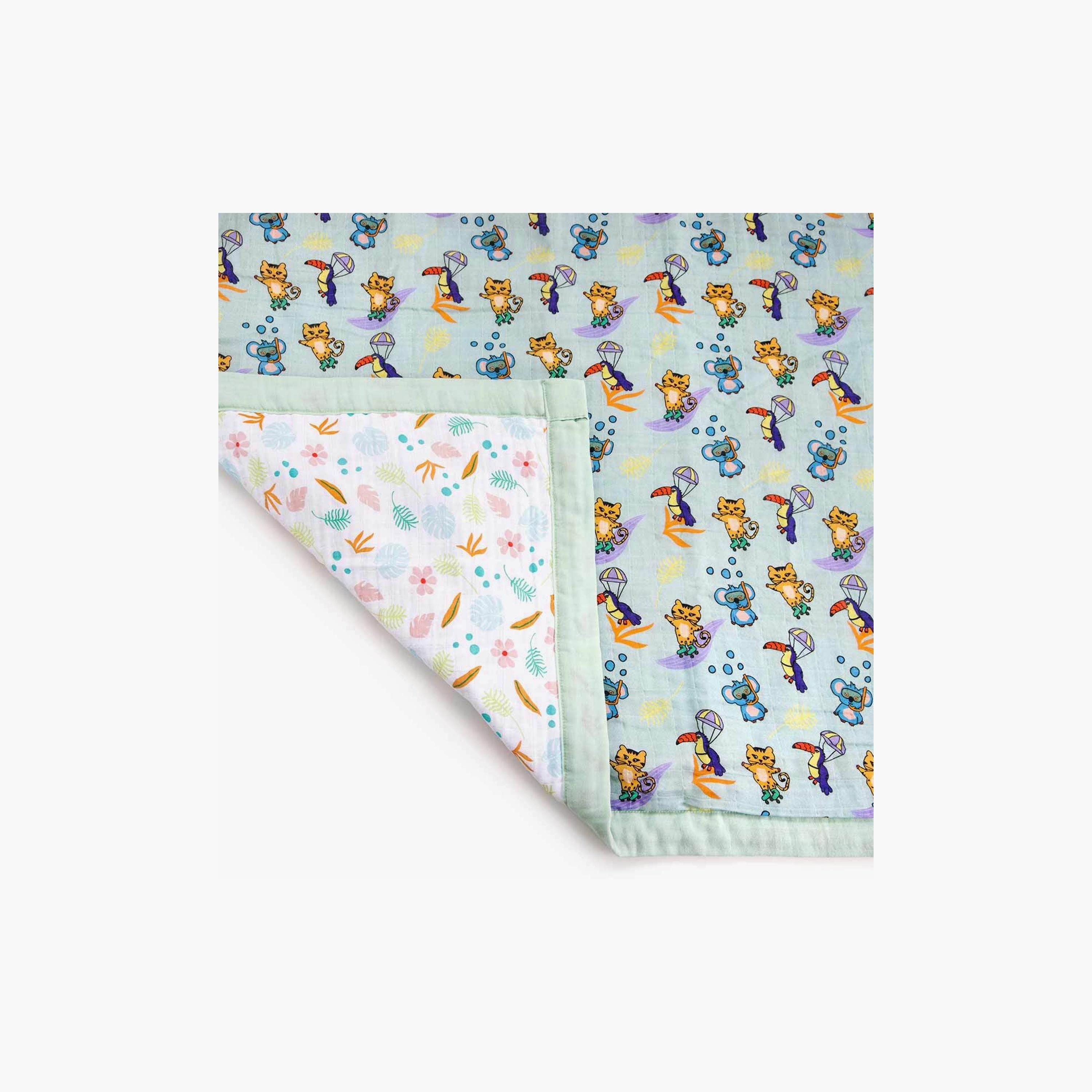 Biggdesign Jungle Friends Printed 4-Layer Soft & Breathable Swaddle Blanket - Green-baby-nursery-blanketsandswaddles-blanketsandquilts-image-6