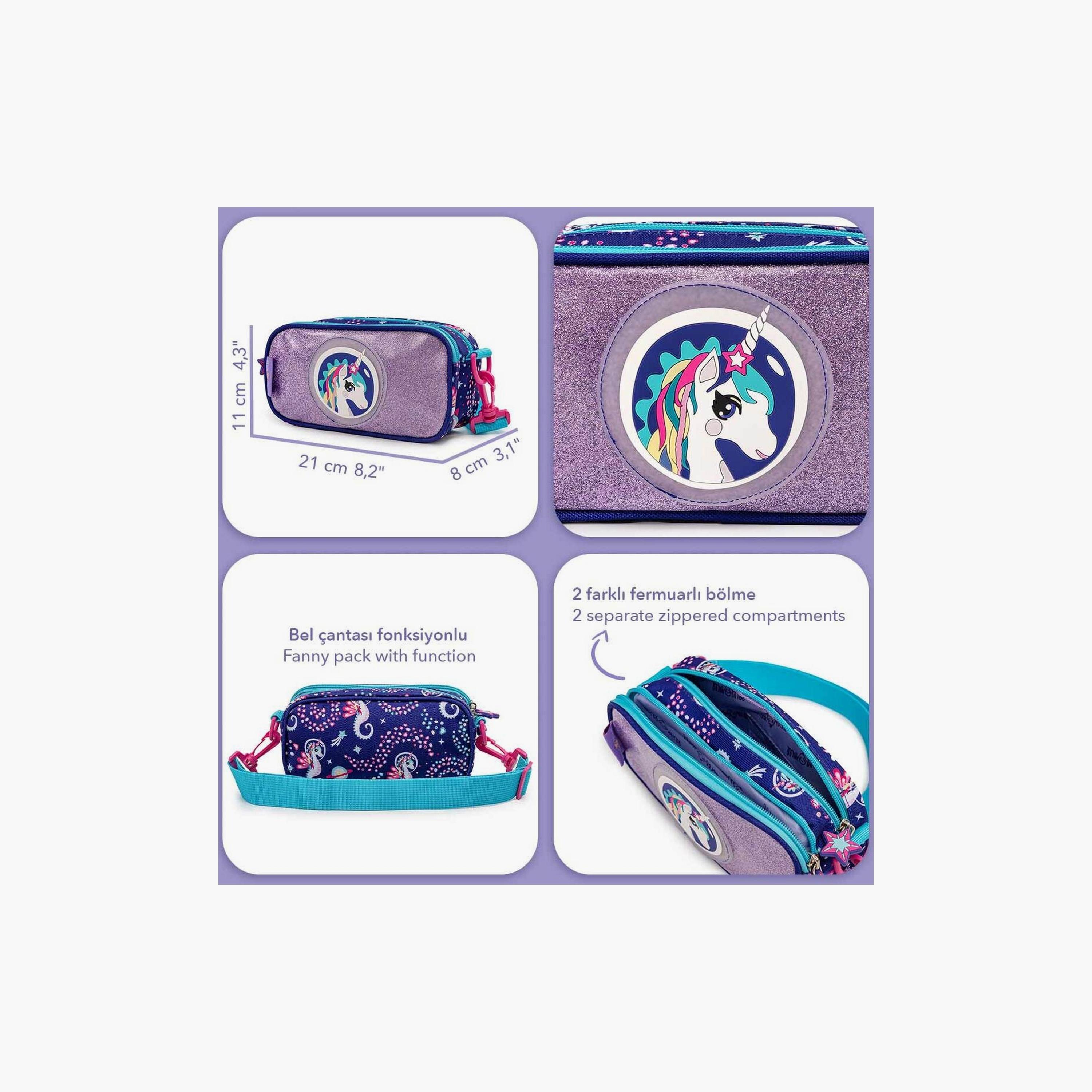 Biggdesign Ayris Printed Fanny Pack Featured Pencil Case - Blue & Purple-school-stationery-pencilcases-image-7