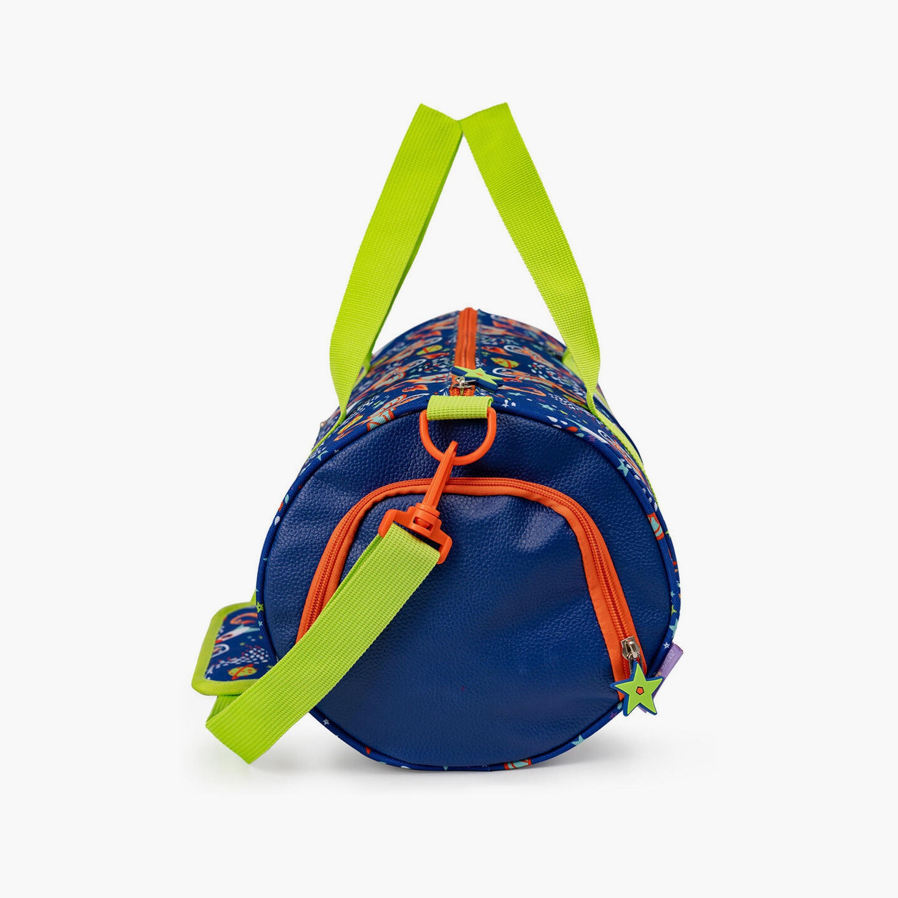 Biggdesign Ponix Printed Duffle Bag with Adjustable Strap & Shoe Compartment- Blue-school-bagsandbackpacks-backpacks-image-4