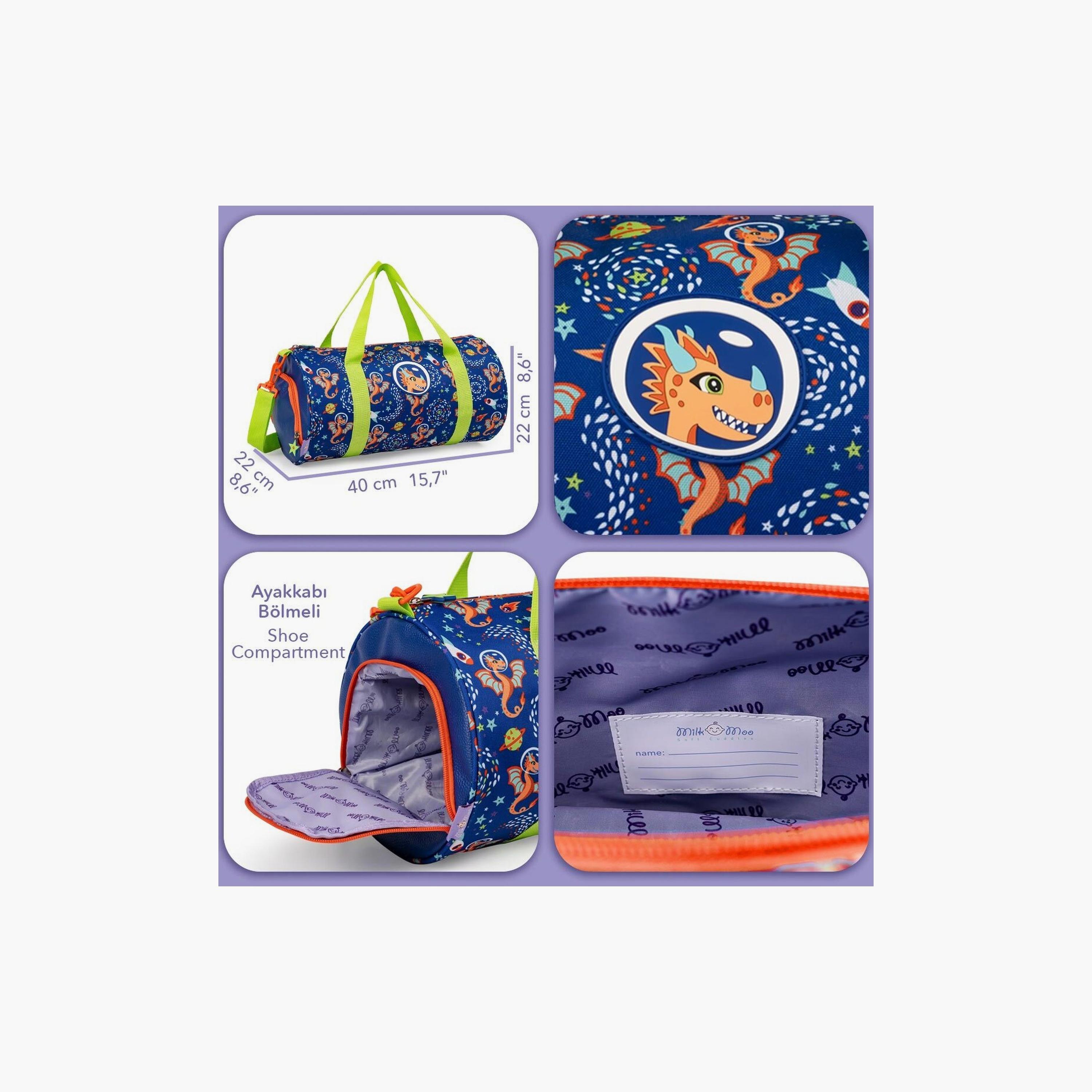 Biggdesign Ponix Printed Duffle Bag with Adjustable Strap & Shoe Compartment- Blue-school-bagsandbackpacks-backpacks-image-5