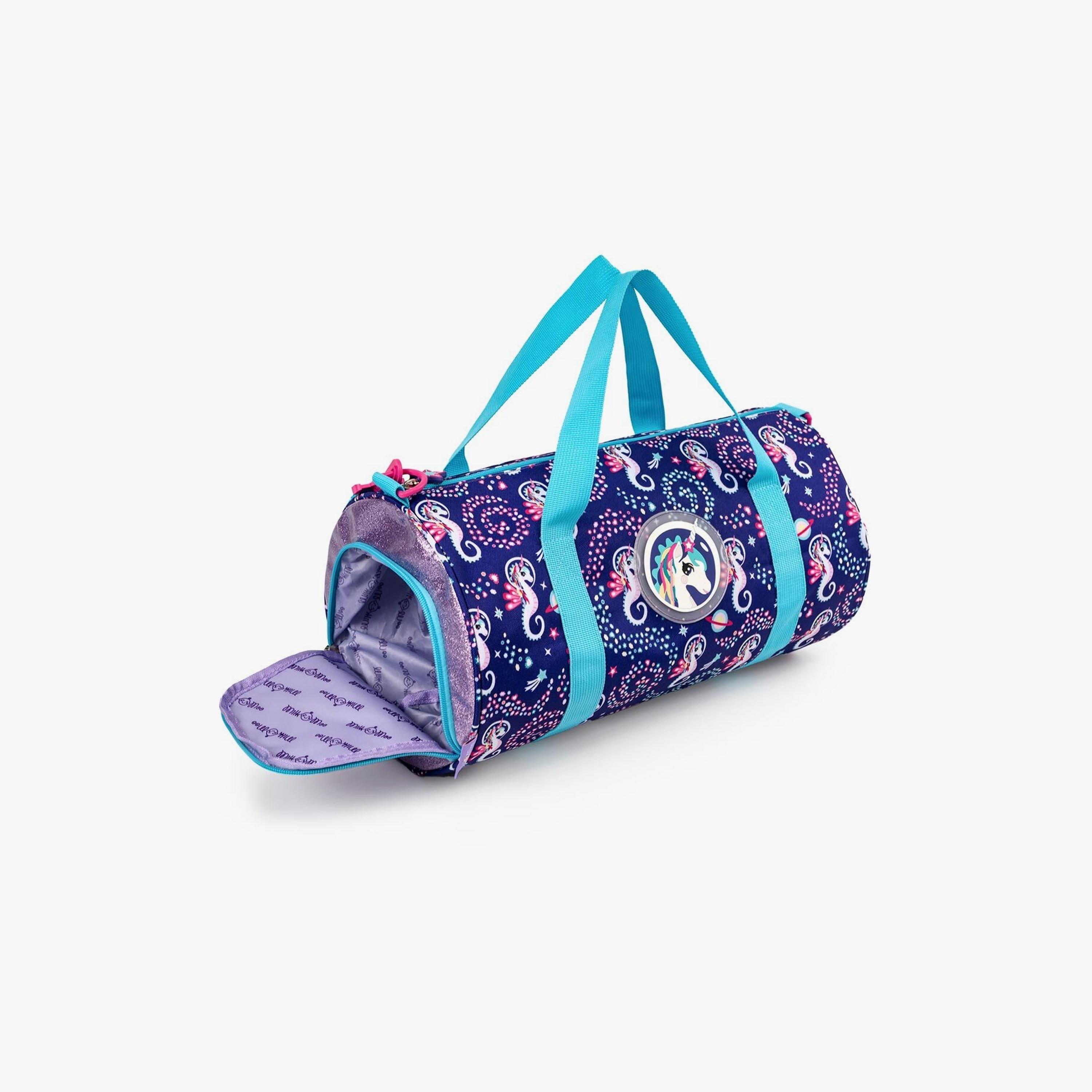 Biggdesign Ayris Printed Duffle Bag with Adjustable Strap & Shoe Compartment - Blue-school-bagsandbackpacks-backpacks-image-1