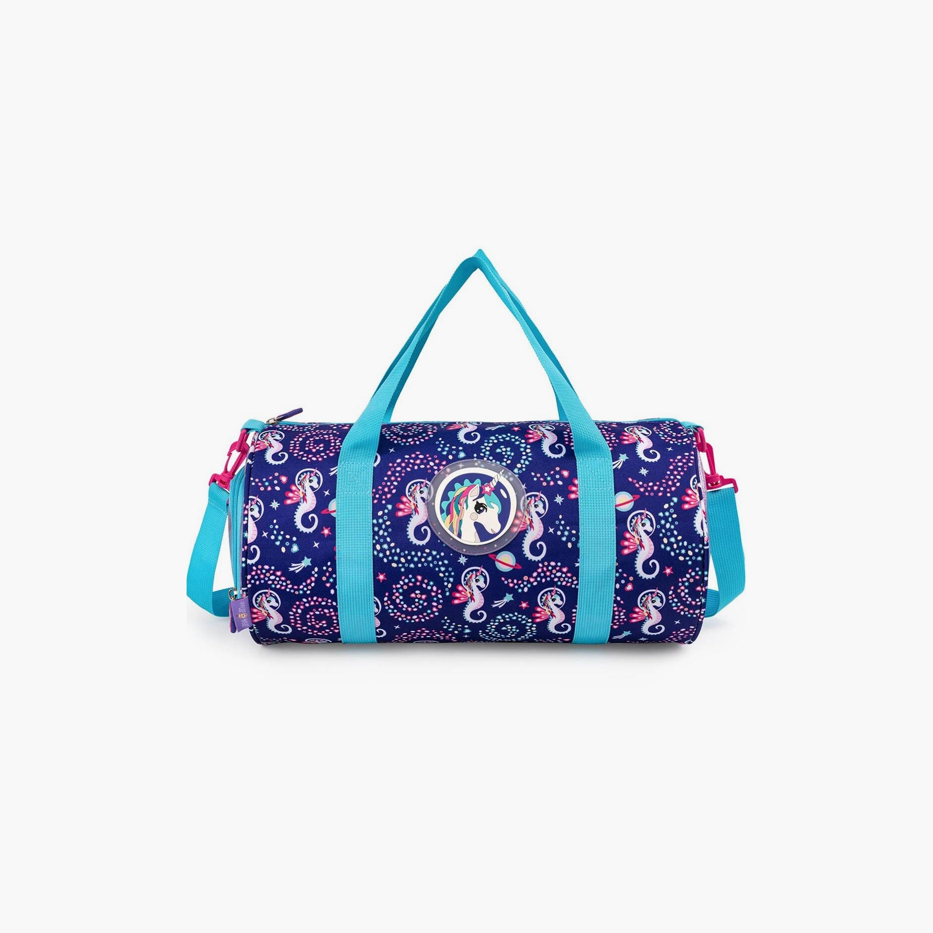 Biggdesign Ayris Printed Duffle Bag with Adjustable Strap & Shoe Compartment - Blue-school-bagsandbackpacks-backpacks-image-2
