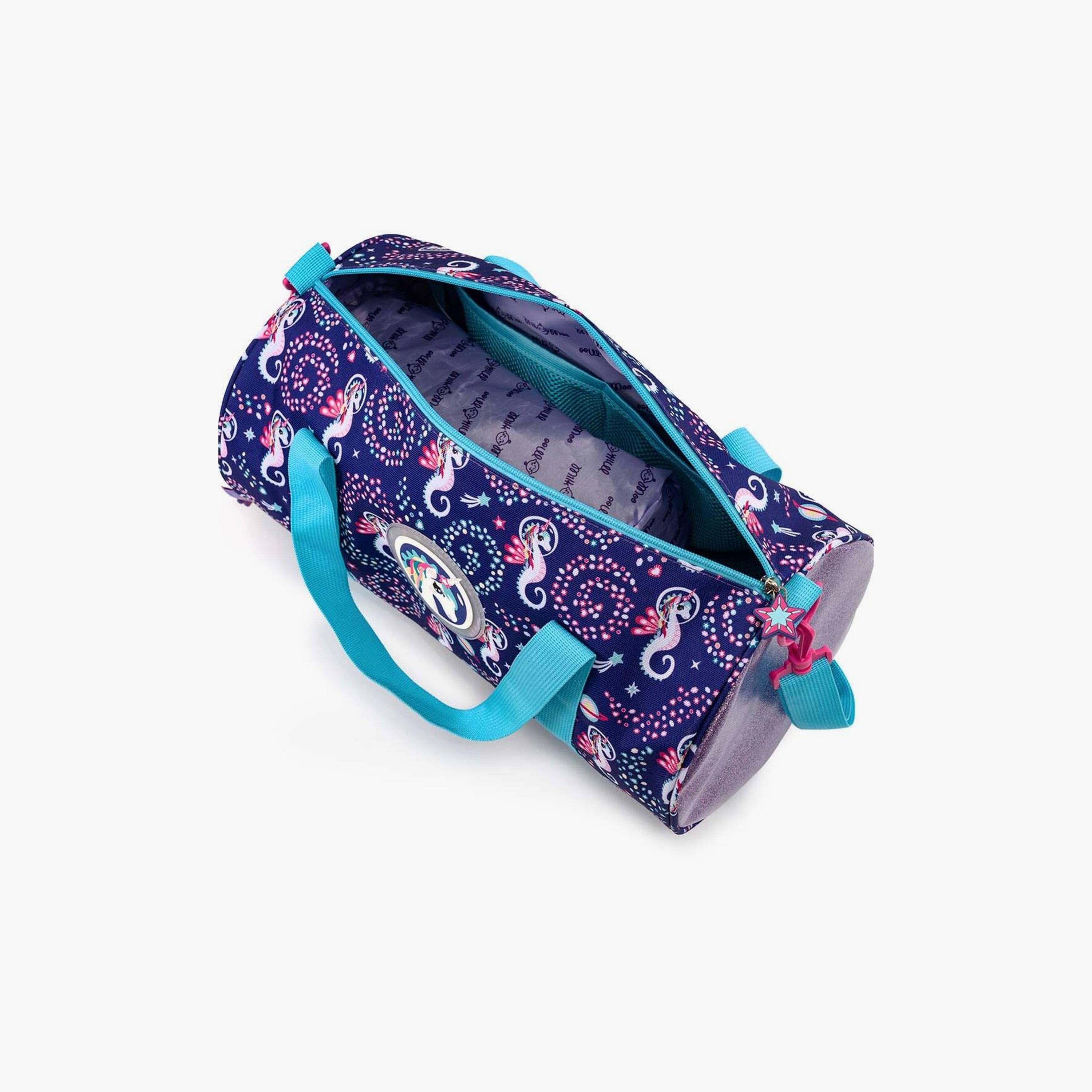 Biggdesign Ayris Printed Duffle Bag with Adjustable Strap & Shoe Compartment - Blue-school-bagsandbackpacks-backpacks-image-3