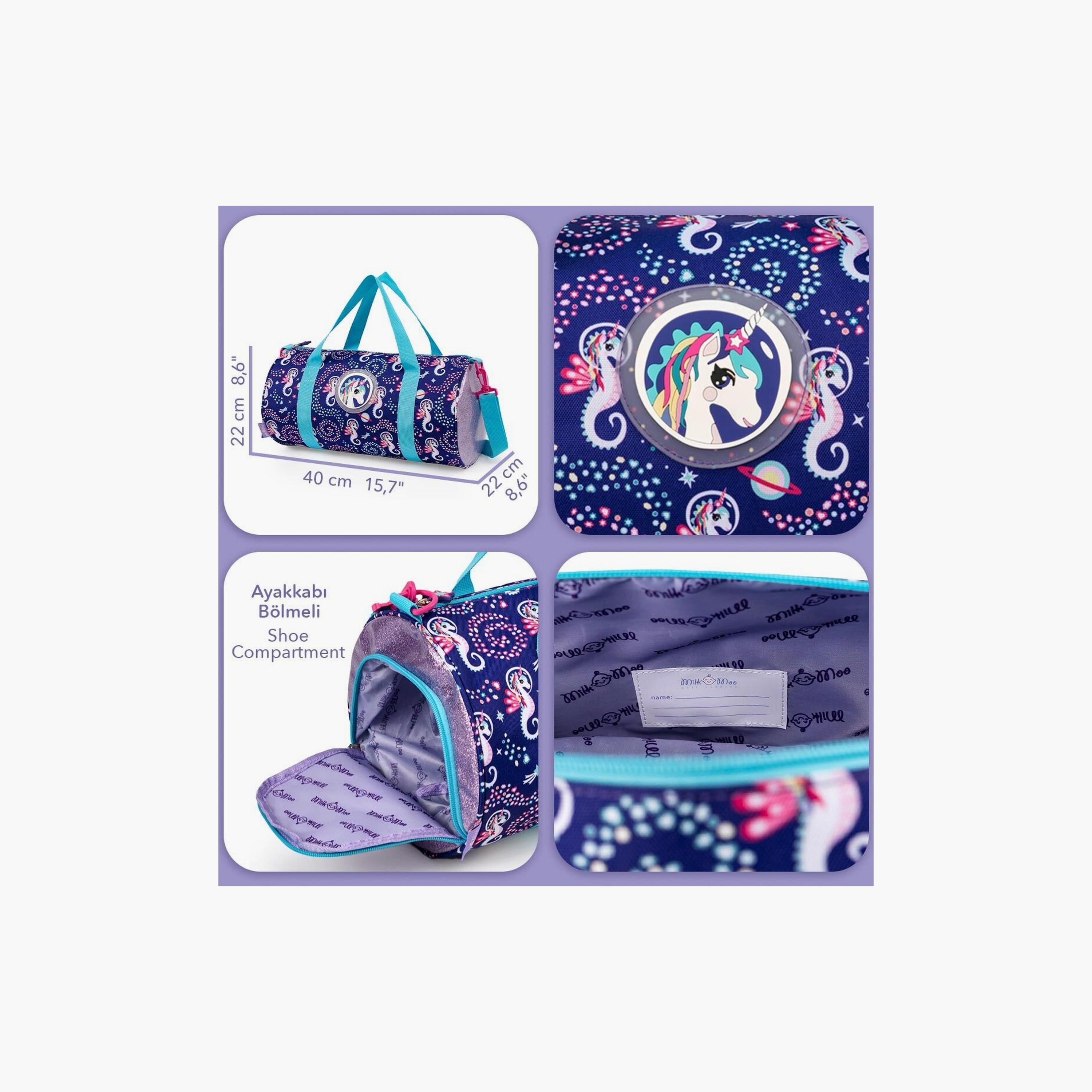 Biggdesign Ayris Printed Duffle Bag with Adjustable Strap & Shoe Compartment - Blue-school-bagsandbackpacks-backpacks-image-5