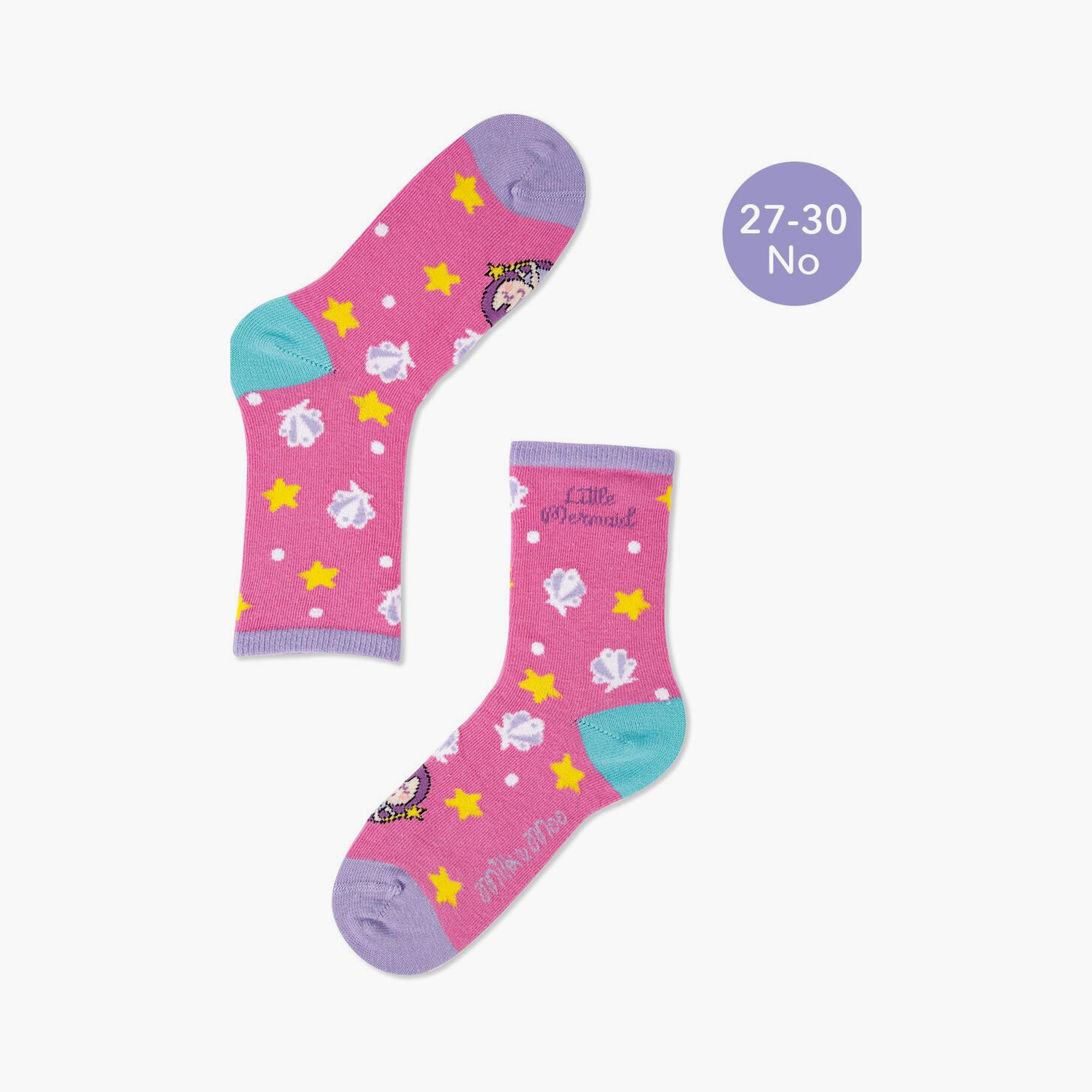 Biggdesign 5 Pair of Printed Socks - Little Mermaid - Multicolour-girls-accessories-socks-image-6