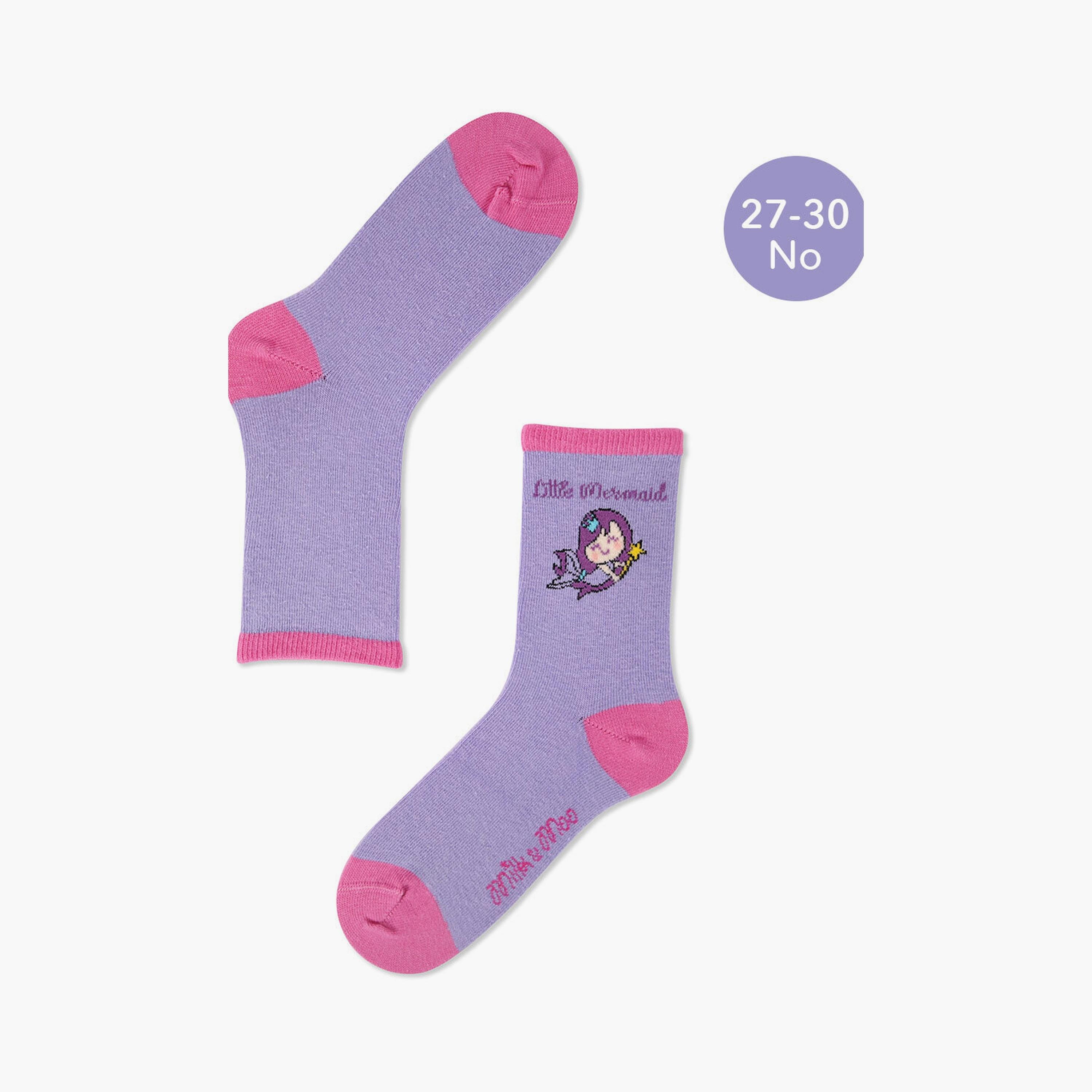 Biggdesign 5 Pair of Printed Socks - Little Mermaid - Multicolour-girls-accessories-socks-image-7