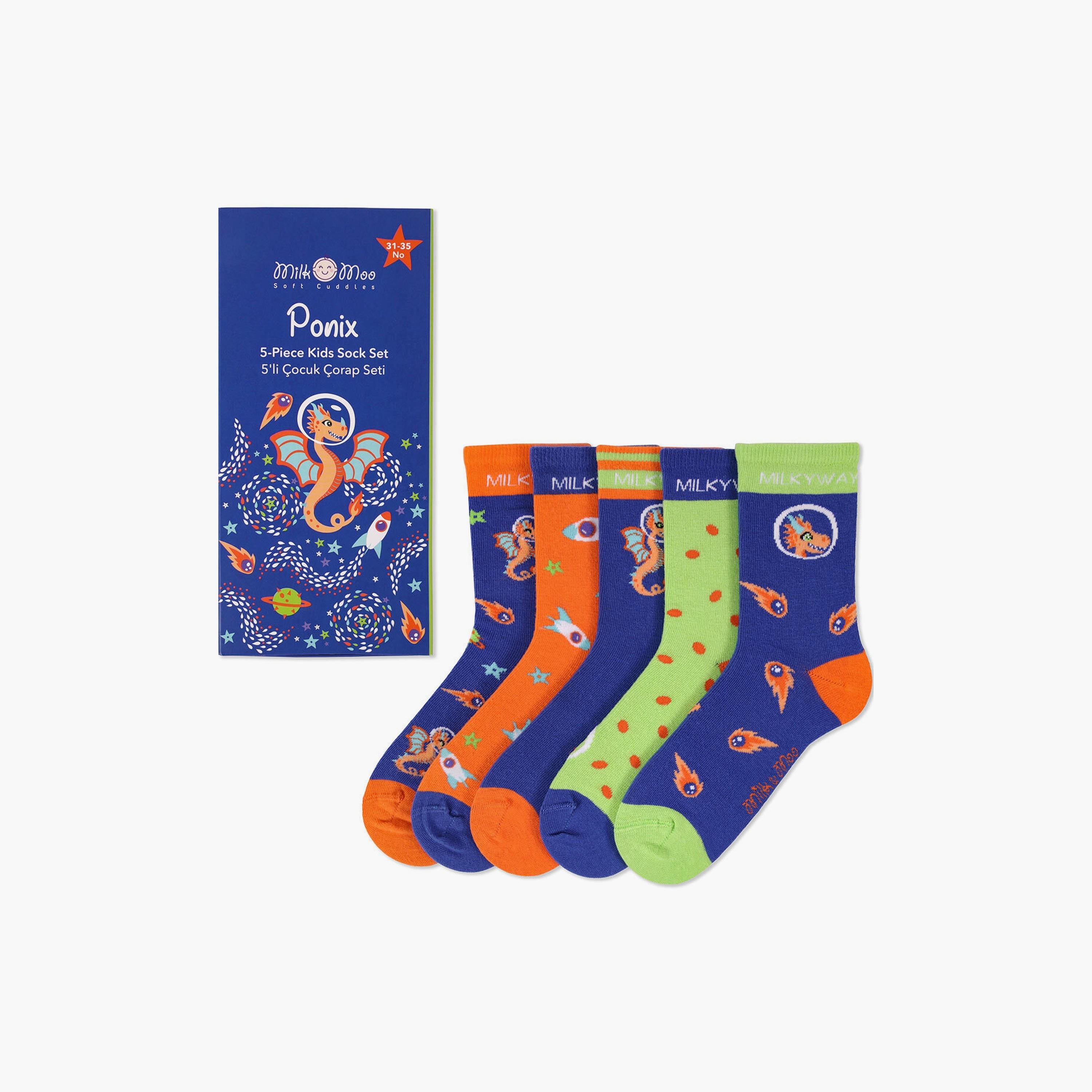 Biggdesign 5 Pair of Printed Socks - Ponix - Multicolour-boys-accessories-socks-image-1