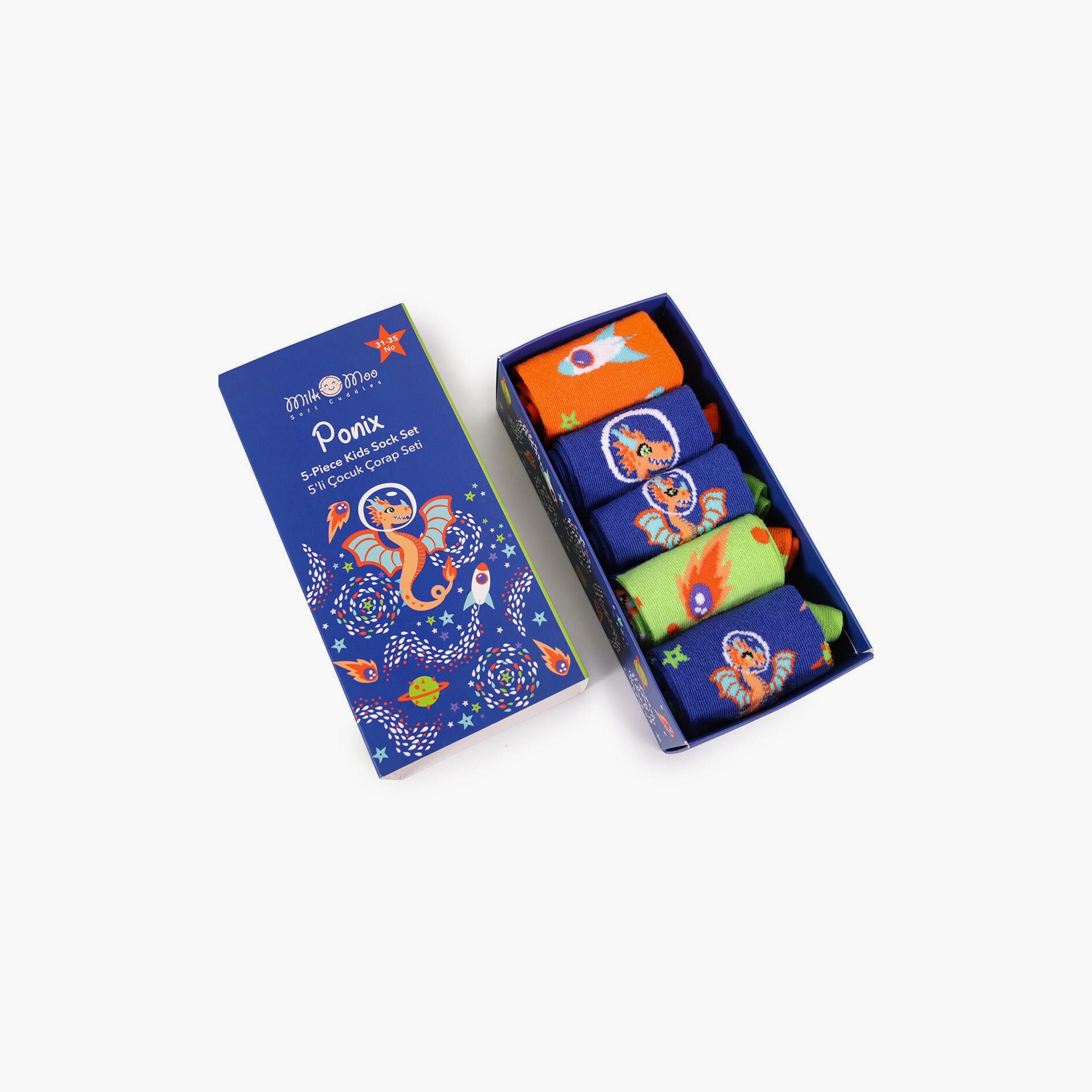 Biggdesign 5 Pair of Printed Socks - Ponix - Multicolour-boys-accessories-socks-image-2