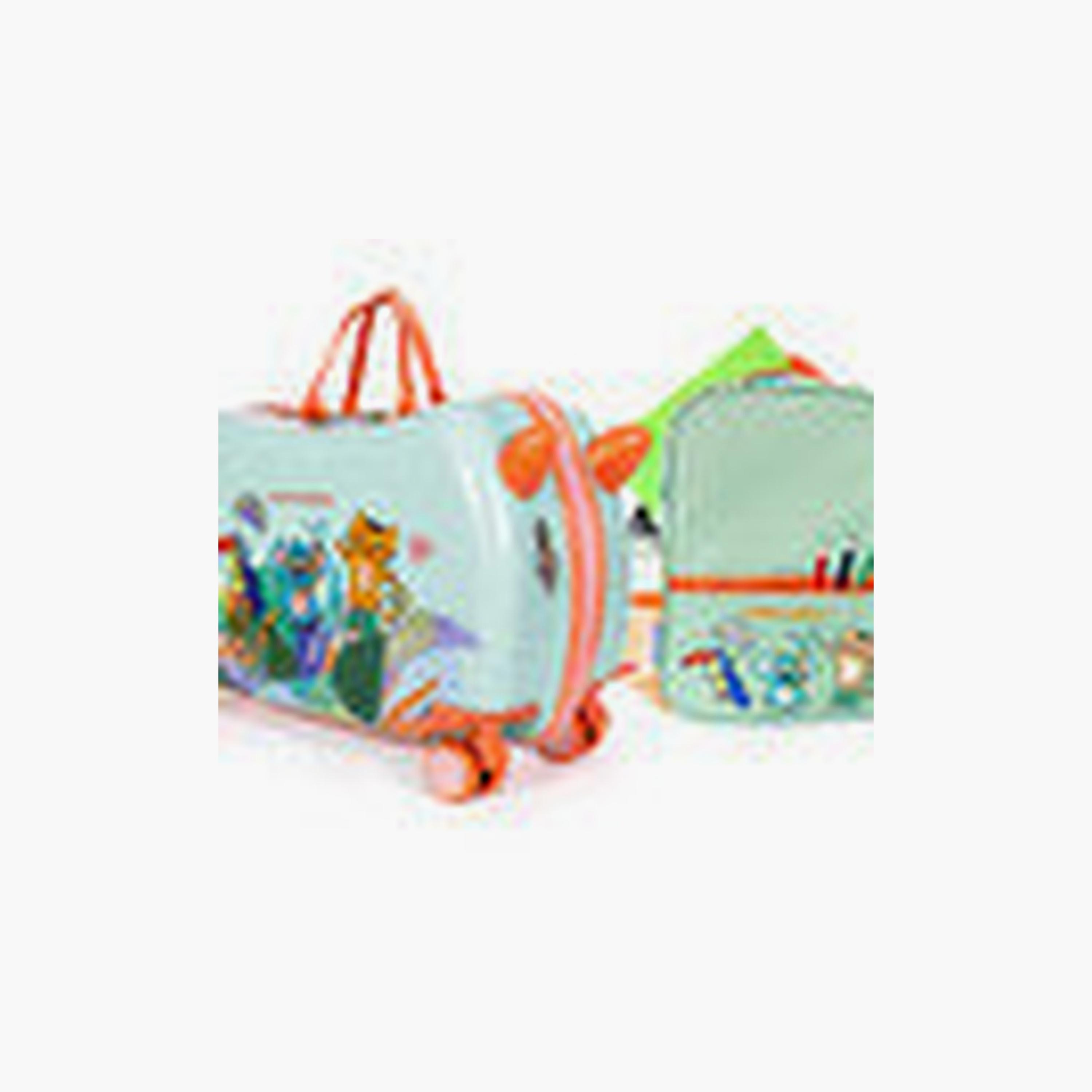 Biggdesign Jungle Friends Printed Ride-On Suitcase & Kids Backpack Set - Green-school-bagsandbackpacks-sets-image-2