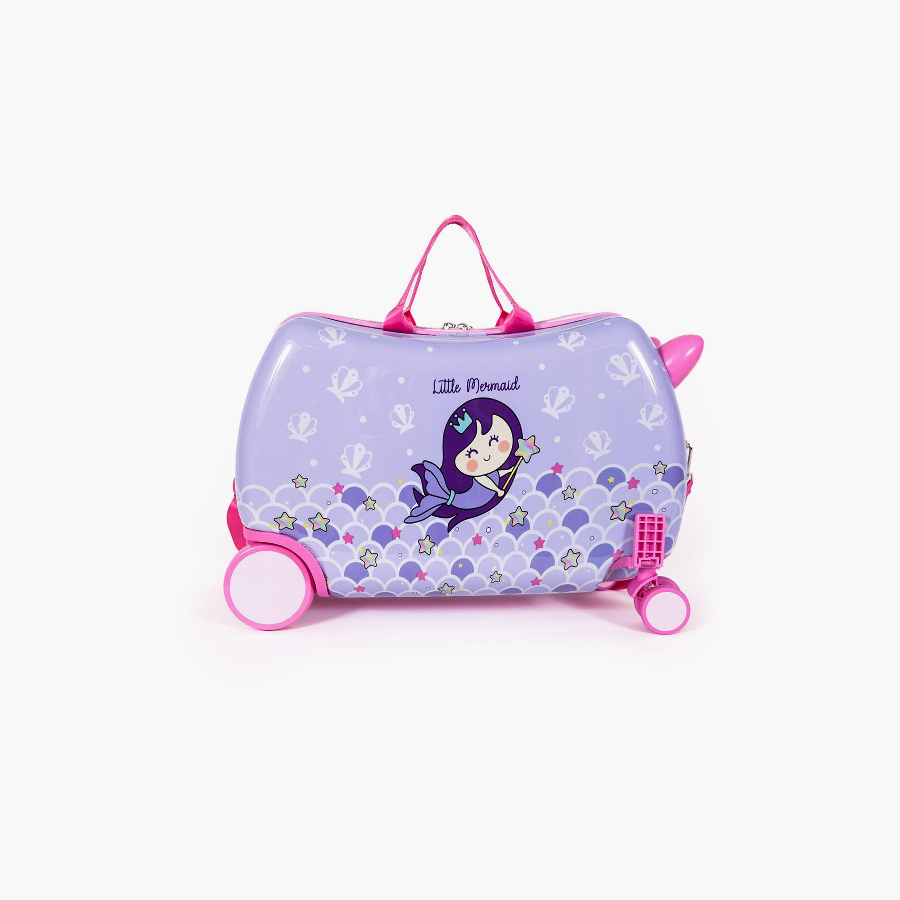 Biggdesign Little Mermaid Printed Ride-On Suitcase & Kids Backpack Set - Purple-school-bagsandbackpacks-sets-image-5