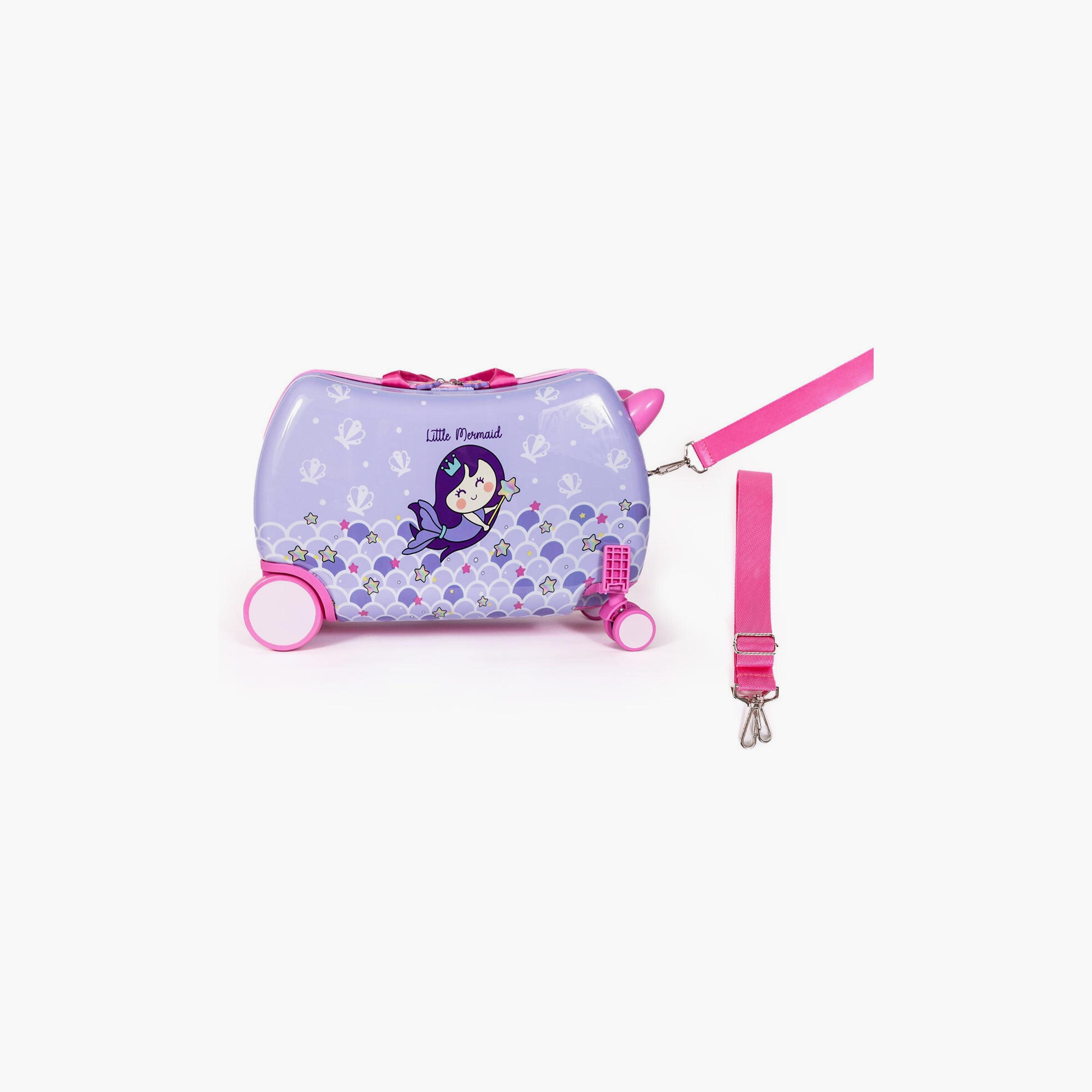 Biggdesign Little Mermaid Printed Ride-On Suitcase & Kids Backpack Set - Purple-school-bagsandbackpacks-sets-image-7