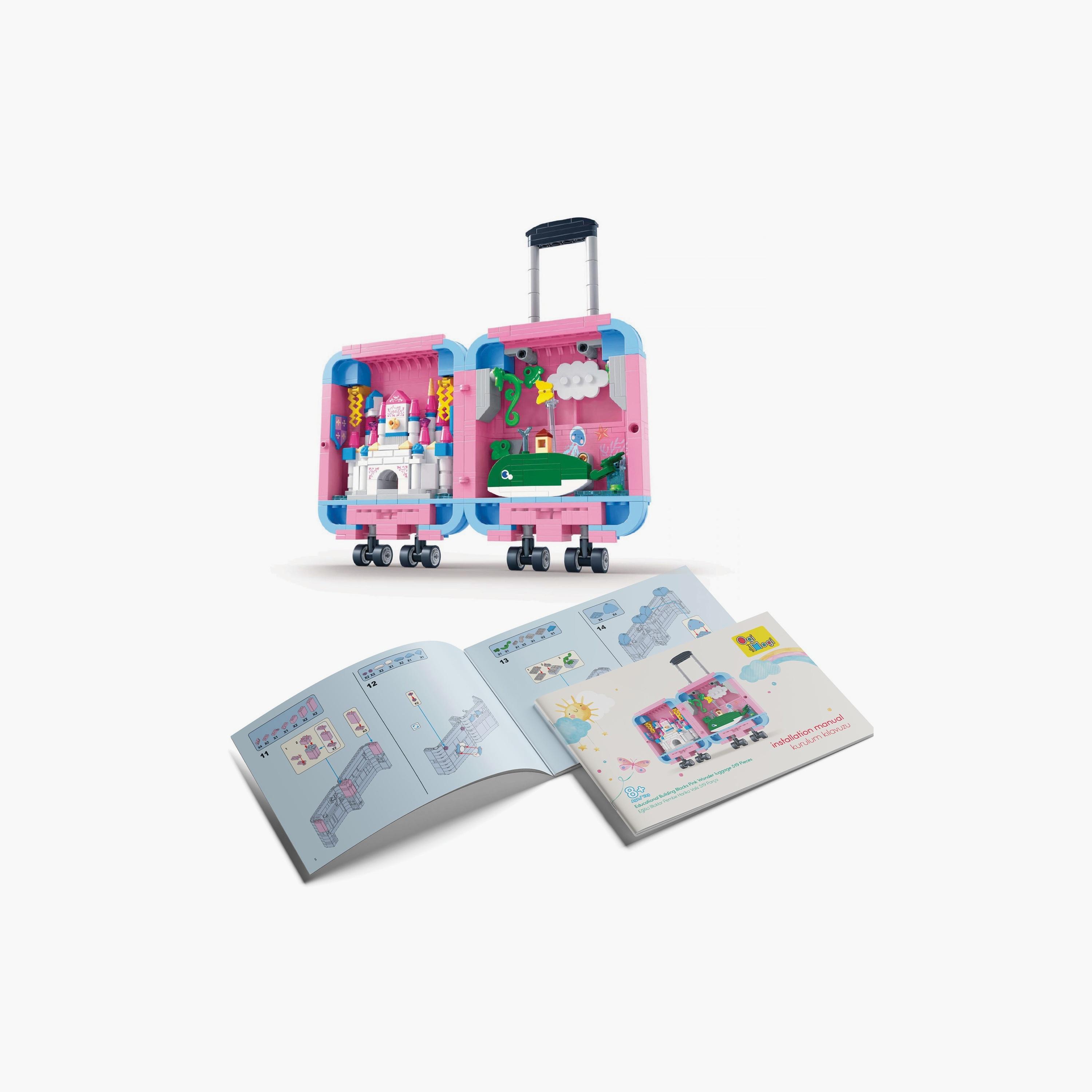 Biggdesign 519 -Piece Ogi Mogi Educational Building Blocks - Wonder Luggage - Pink-toys-buildingblocks-blocks-image-1