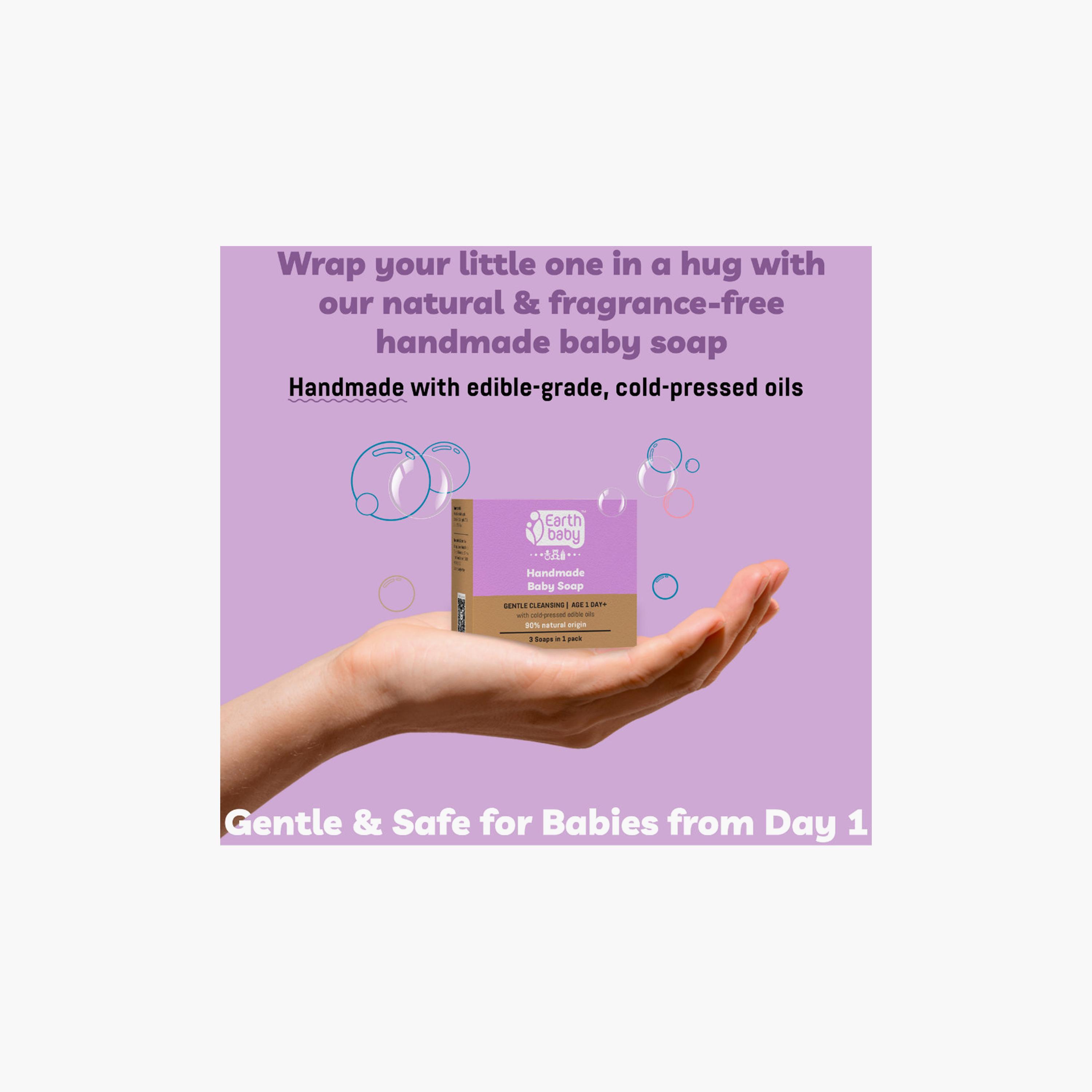 Earthbaby 90% Natural Fragrance-Free Handmade Baby Soap - 100g-baby-bathandcare-hairbodyskincare-image-2