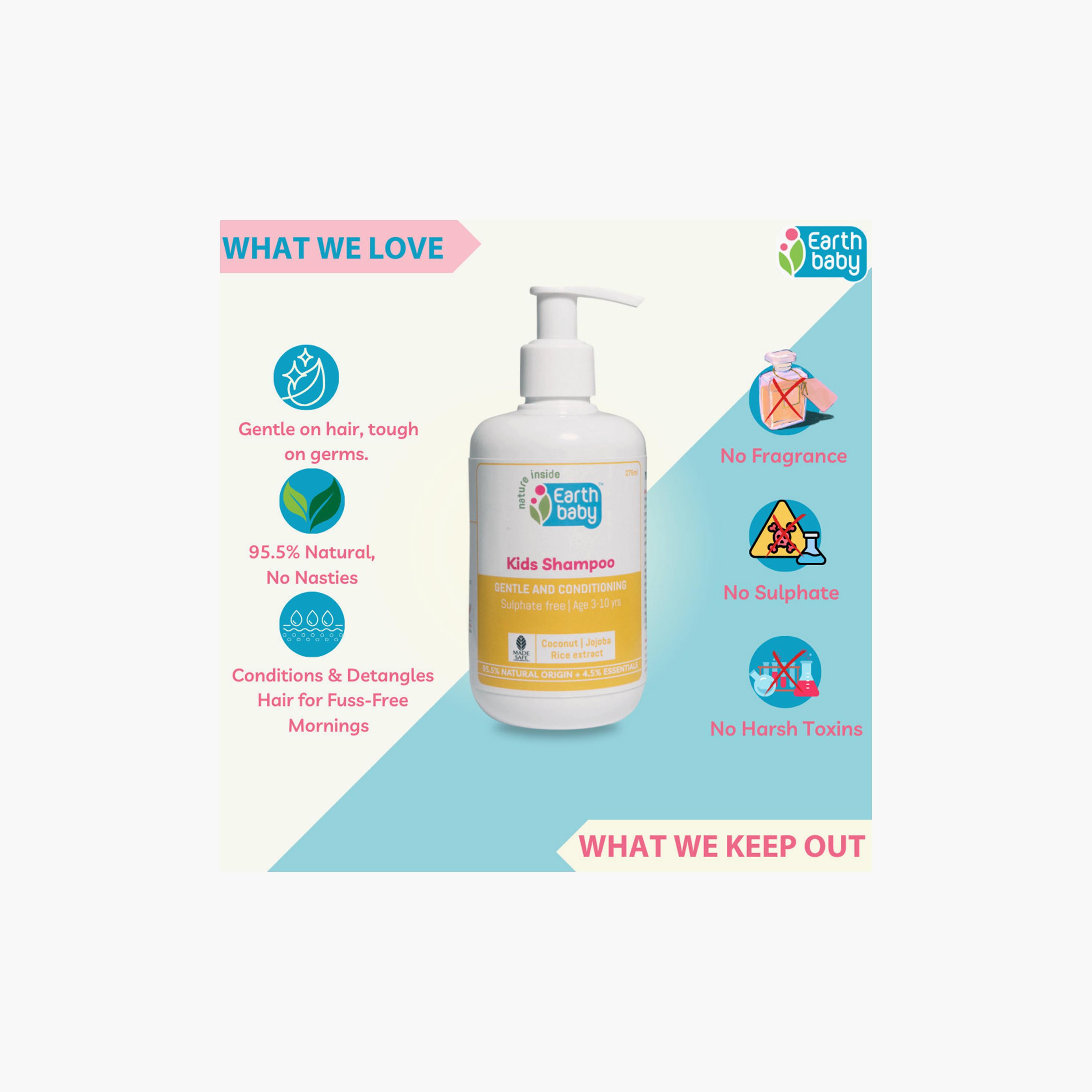 Earthbaby 100% Vegan Natural Sulphate & Paraben Free Shampoo - 275ml - 3 Years+-baby-bathandcare-hairbodyskincare-image-3