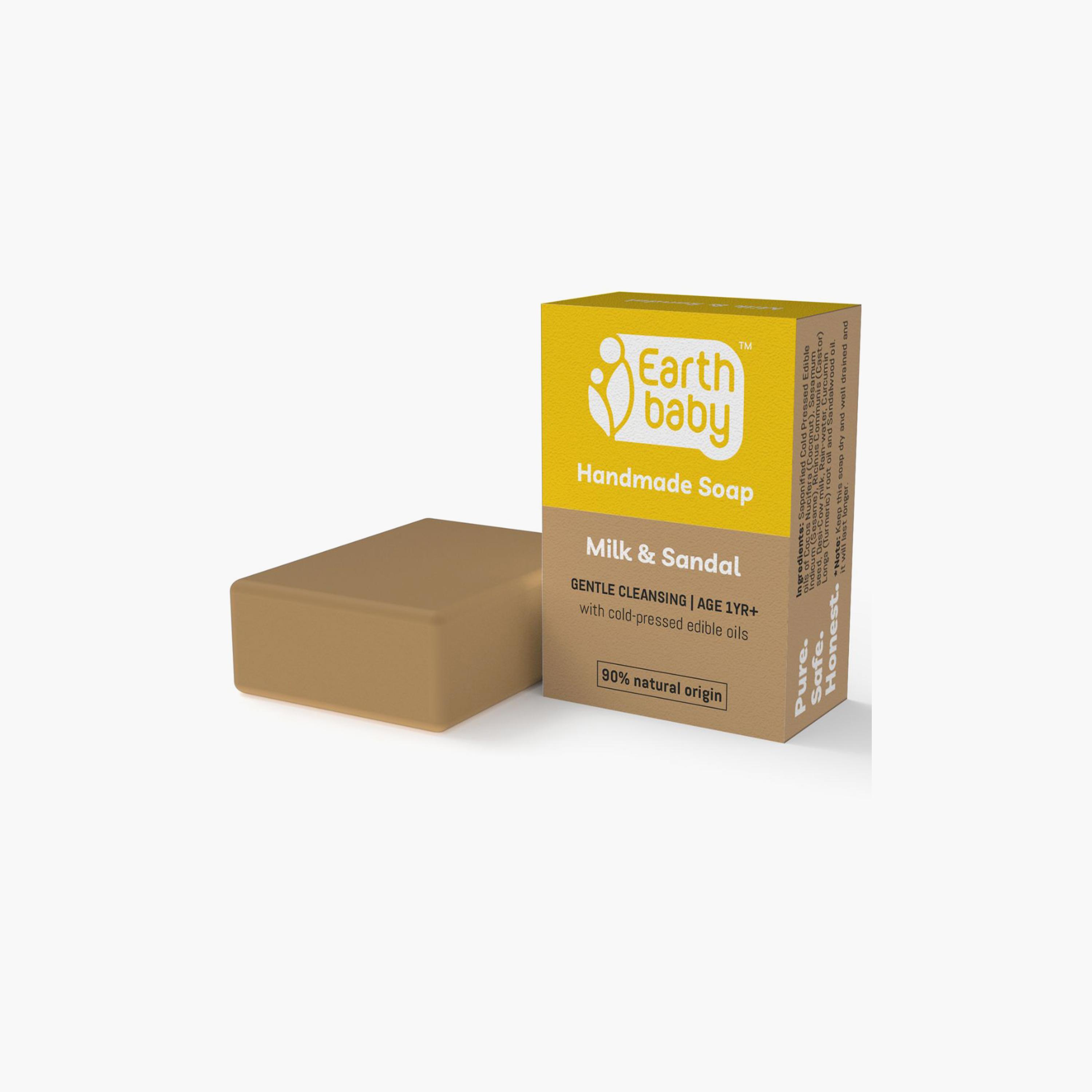 Earthbaby Natural Milk & Sandal Bath Soap with Cold Pressed Edible Oils - 100g-baby-bathandcare-hairbodyskincare-image-1