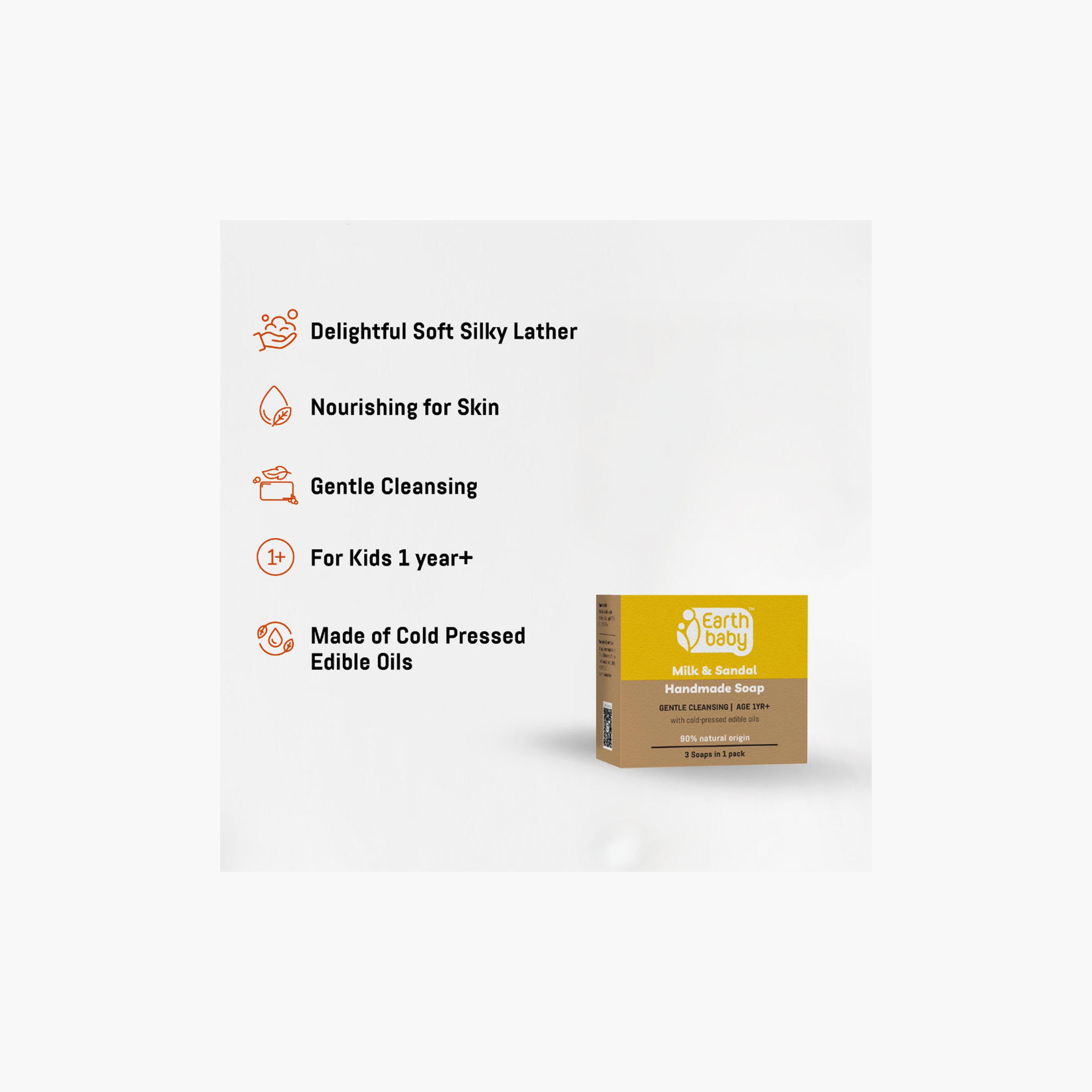 Earthbaby Natural Milk & Sandal Bath Soap with Cold Pressed Edible Oils - 100g-baby-bathandcare-hairbodyskincare-image-3