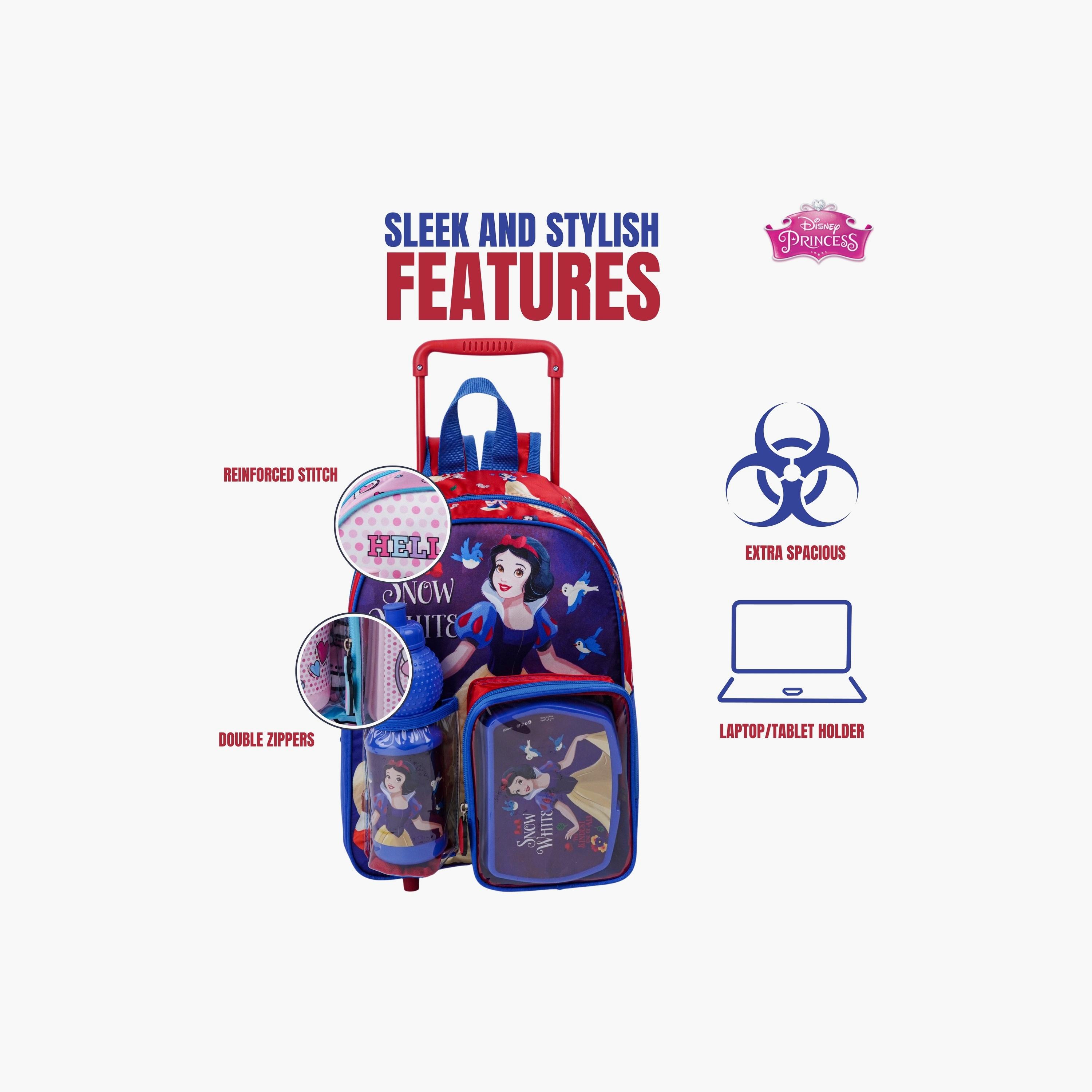 Disney 3-Piece Princess Printed Trolley Backpack Set - 13 inch - Blue-school-bagsandbackpacks-trolleybags-image-4