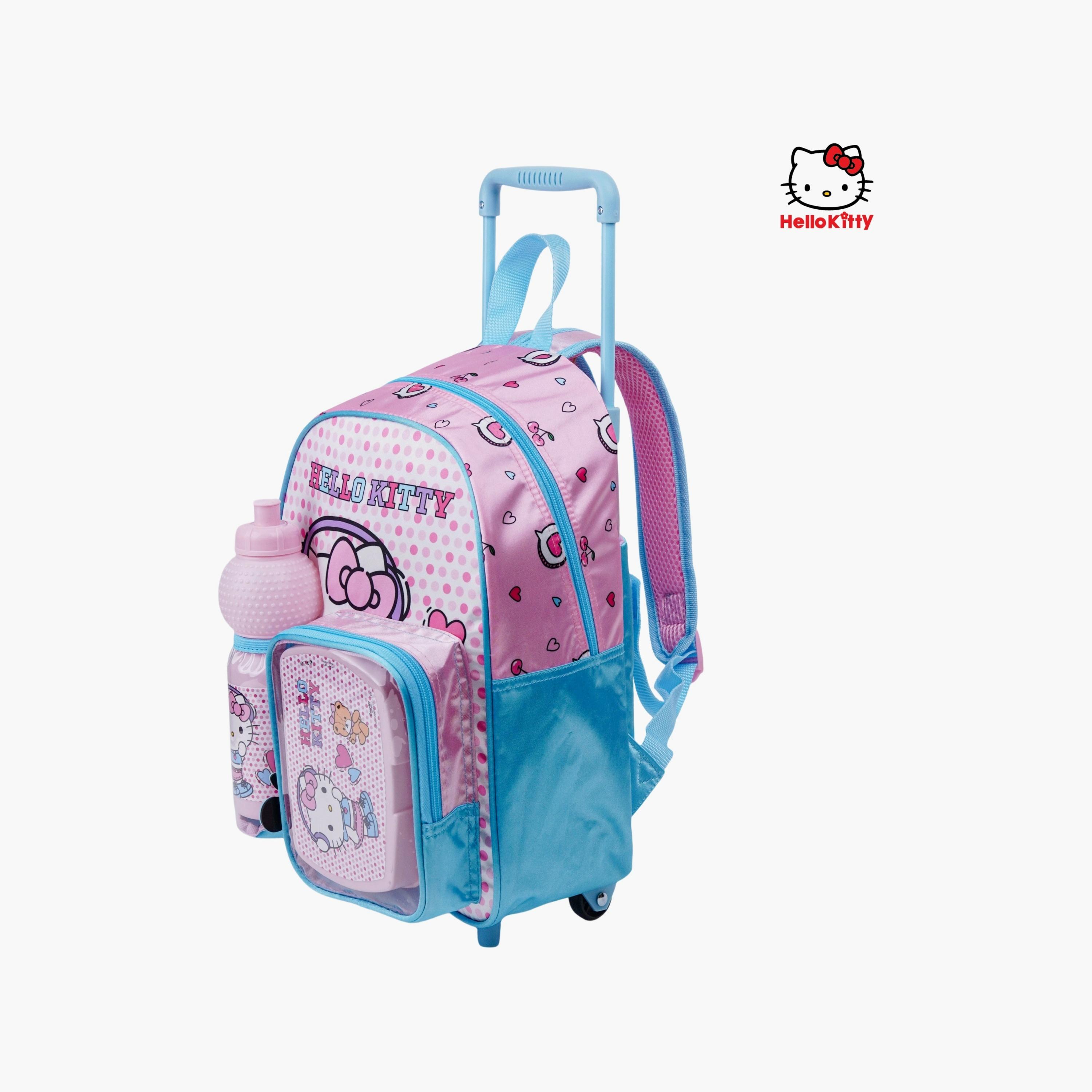 Sanrio 3-Piece Hello Kitty Printed Trolley Backpack Set - 13 inch - Lavender-school-bagsandbackpacks-trolleybags-image-2