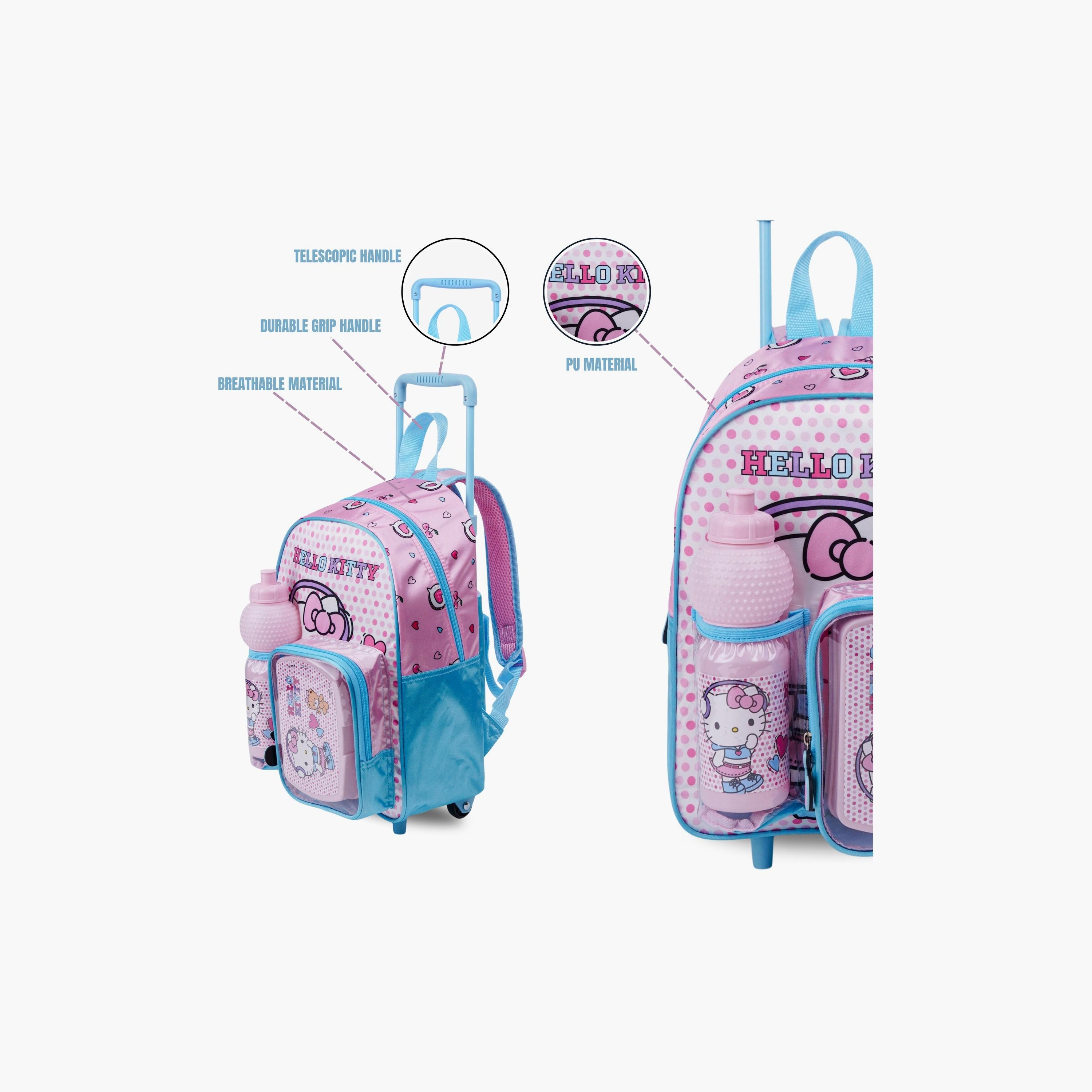 Sanrio 3-Piece Hello Kitty Printed Trolley Backpack Set - 13 inch - Lavender-school-bagsandbackpacks-trolleybags-image-5