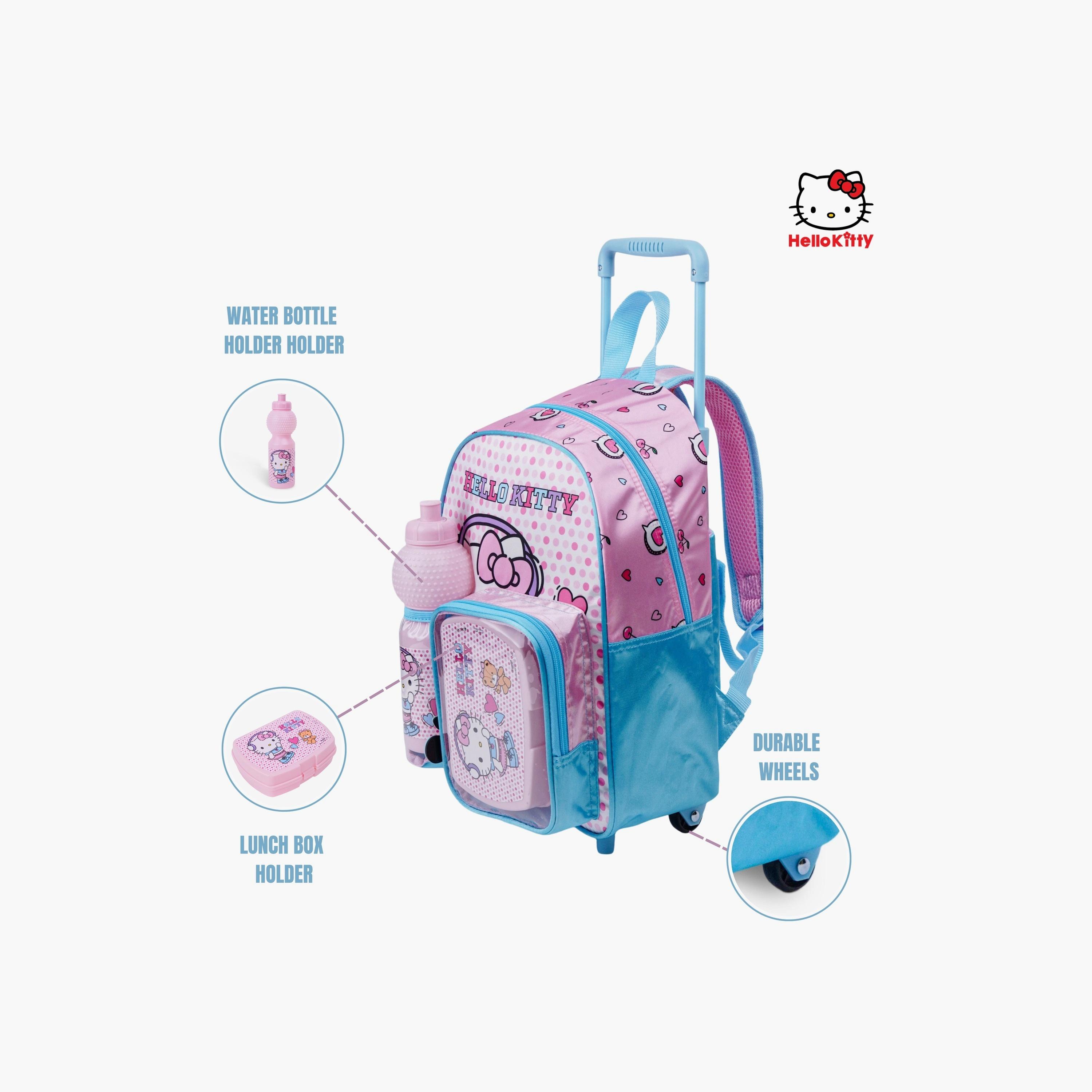Sanrio 3-Piece Hello Kitty Printed Trolley Backpack Set - 13 inch - Lavender-school-bagsandbackpacks-trolleybags-image-6