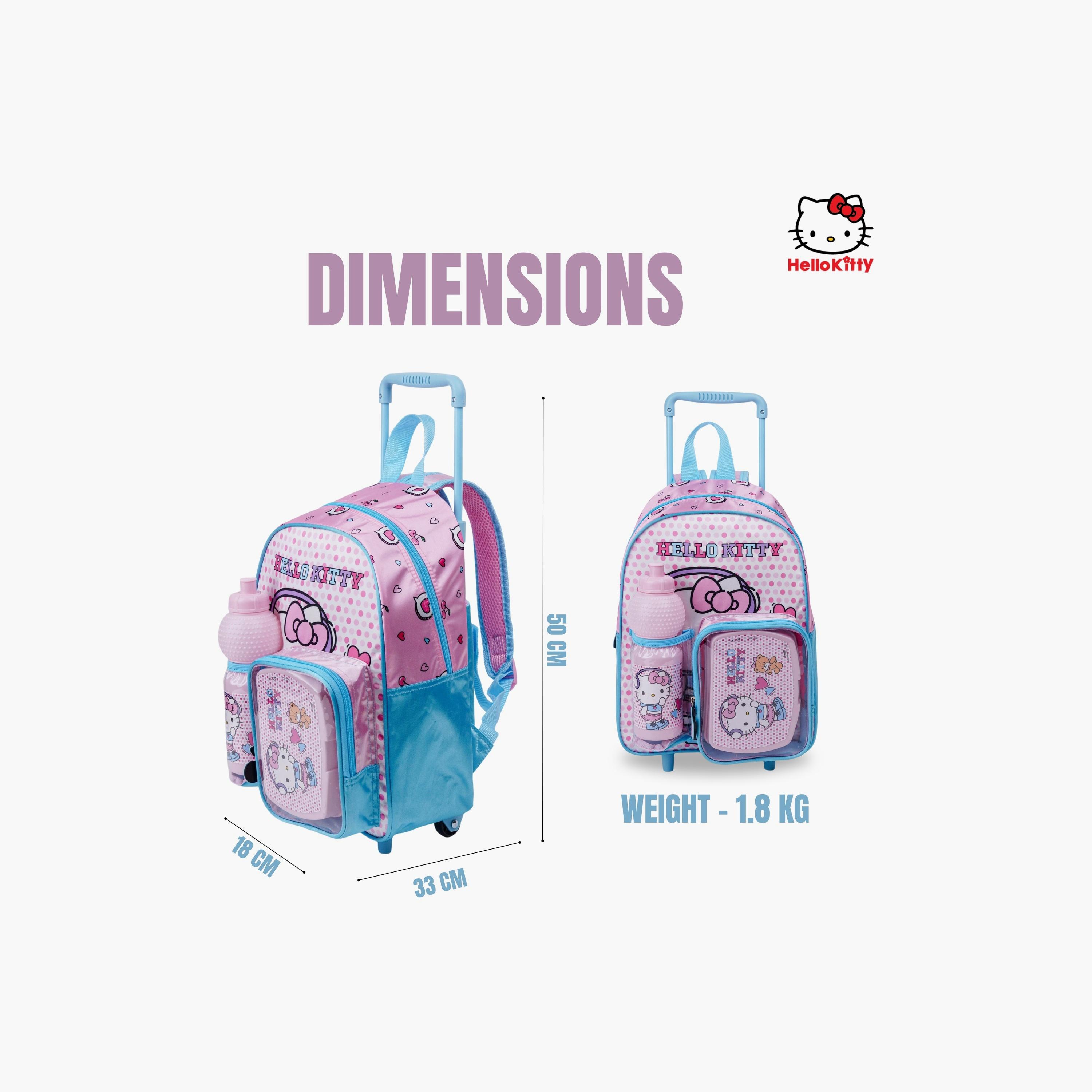 Sanrio 3-Piece Hello Kitty Printed Trolley Backpack Set - 13 inch - Lavender-school-bagsandbackpacks-trolleybags-image-7