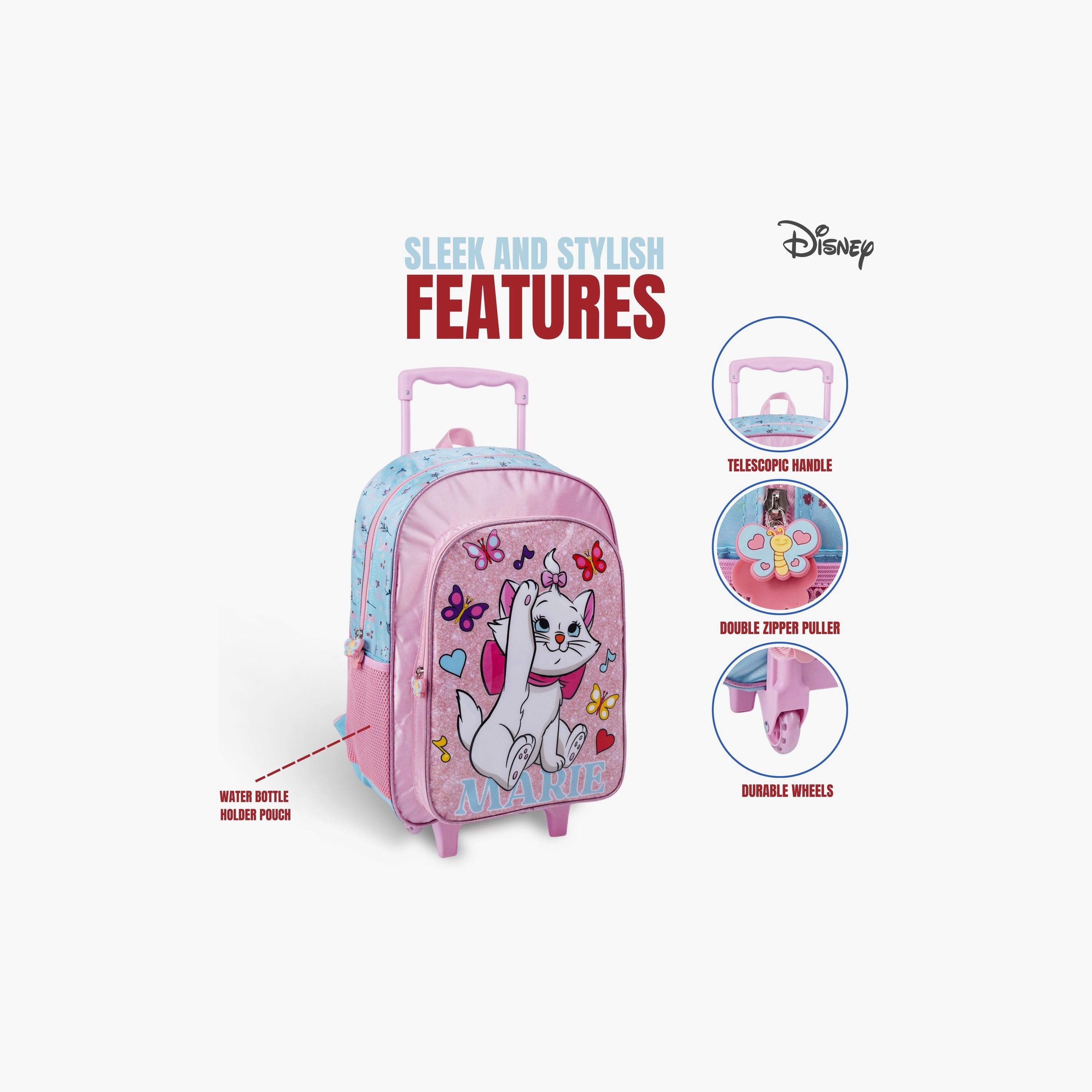 Disney 3-Piece Marie Printed Trolley Backpack Set - 18 inch - Pink-school-bagsandbackpacks-trolleybags-image-3