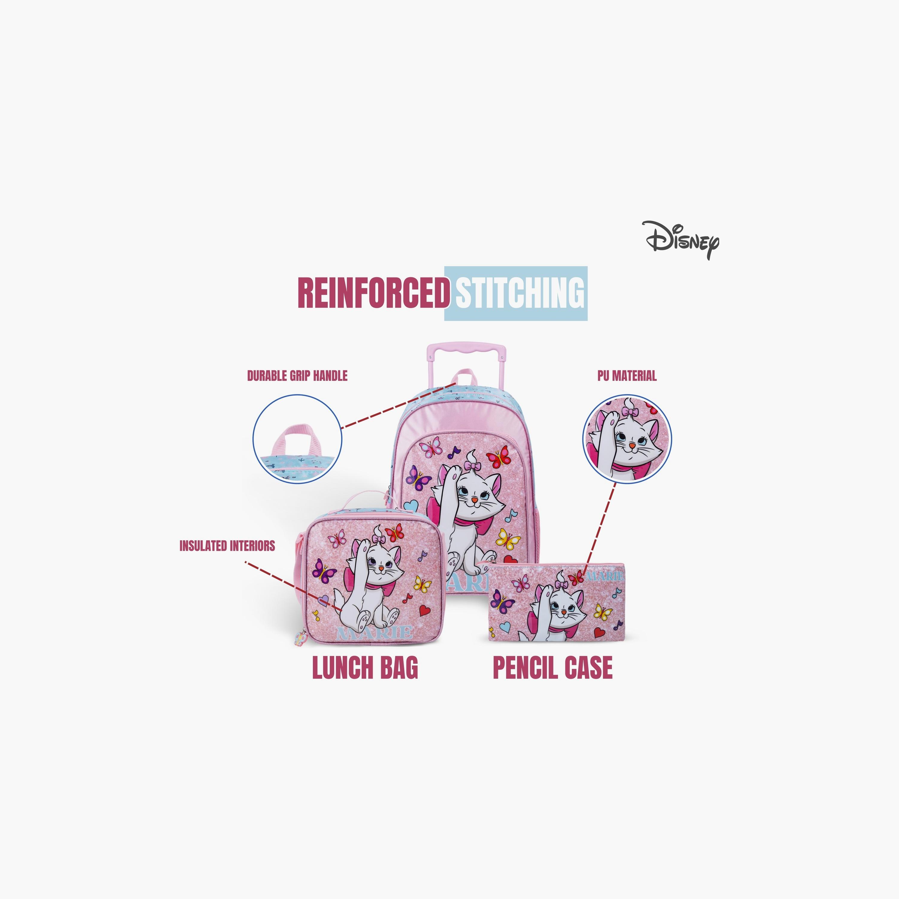 Disney 3-Piece Marie Printed Trolley Backpack Set - 18 inch - Pink-school-bagsandbackpacks-trolleybags-image-4
